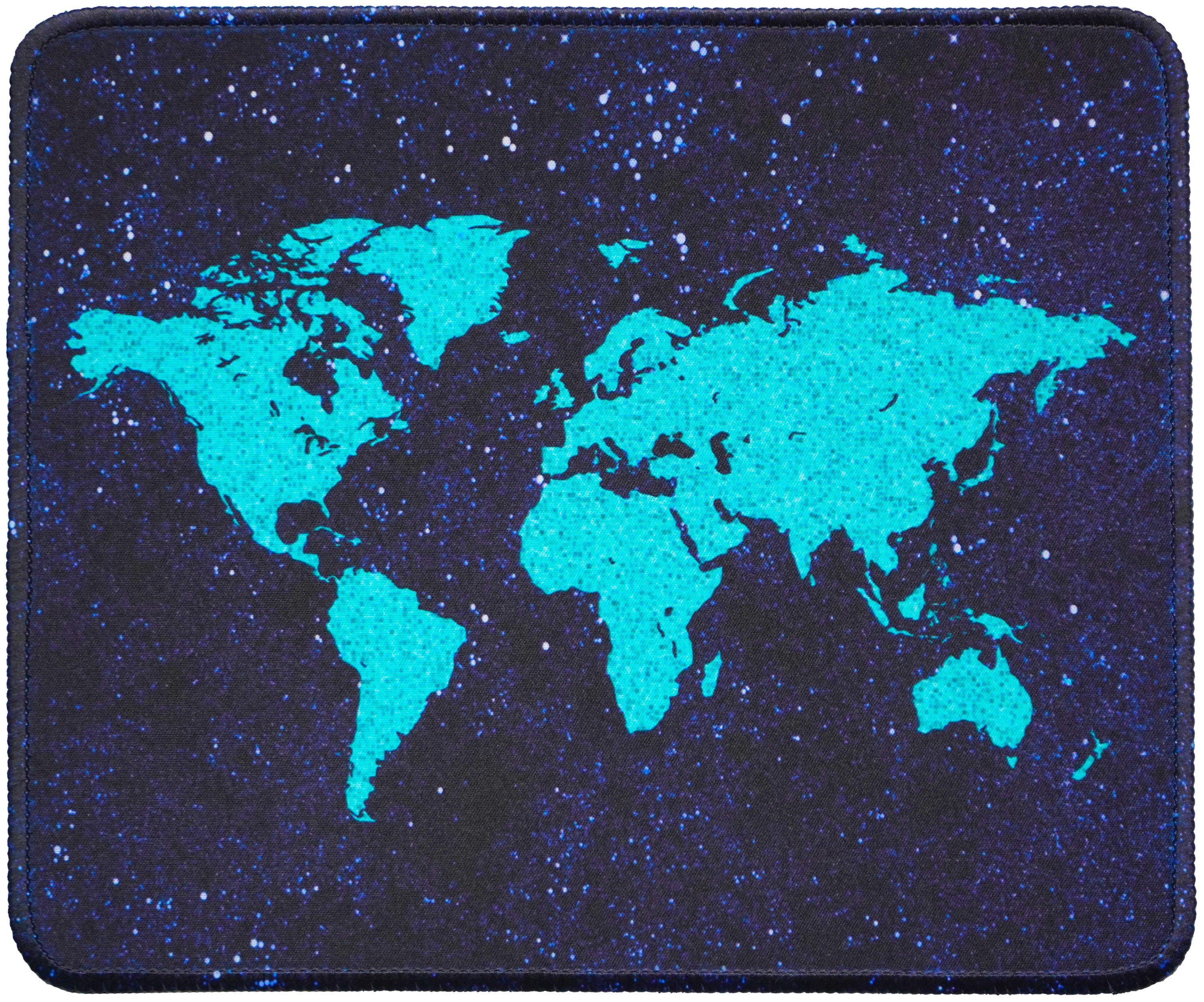 Silmo Mauspad 36x25cm Weltkarte grün Gaming Mousepad Präzision Rutschfest Wasserfest, Vernähter Rand rutschfest leise Gaming Büro Office Homeoffice Mousepad