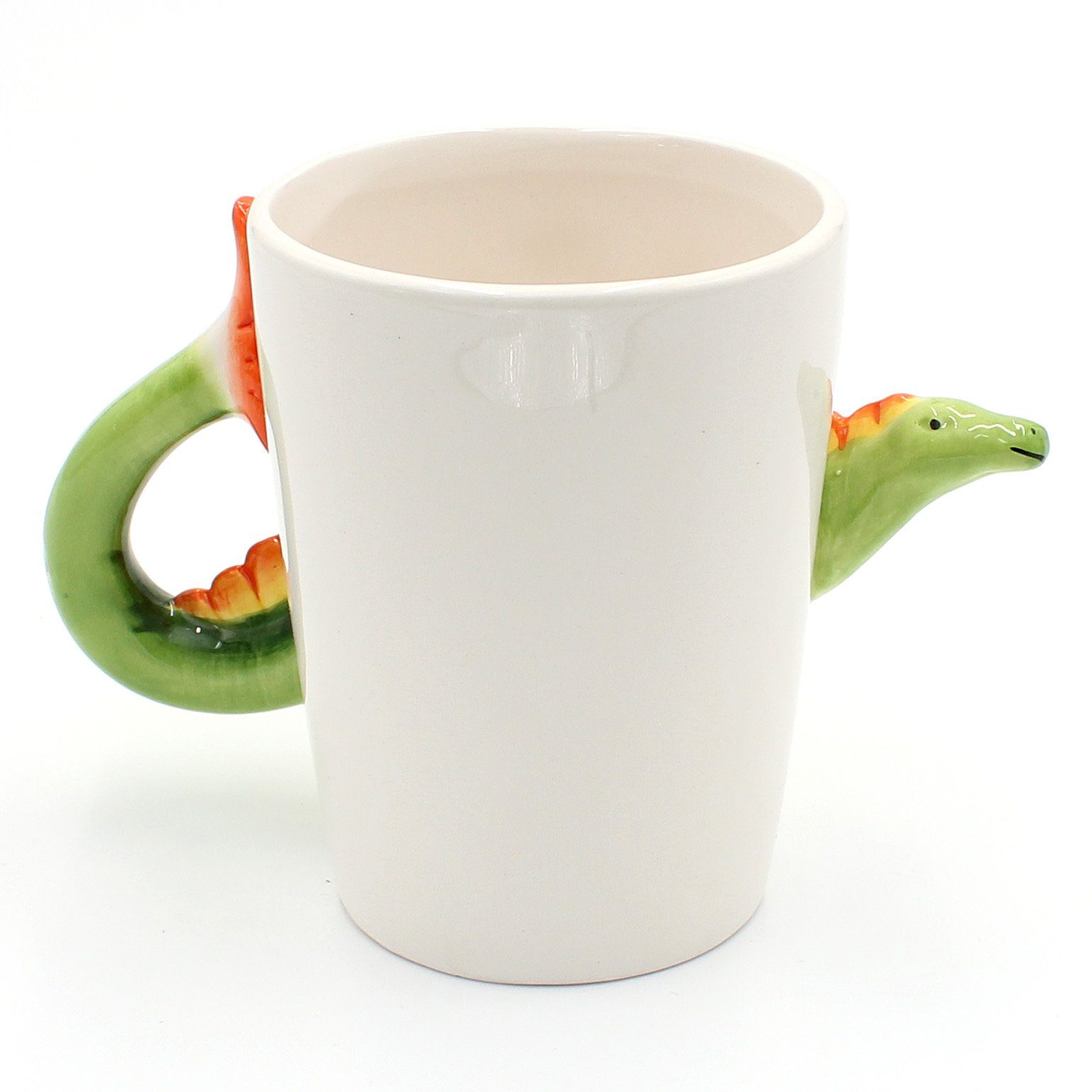Dekohelden24 Dino Keramik mit Kaffeebecher versch. aus Kaffeetasse Motive, Porzellan hellgrün Tasse