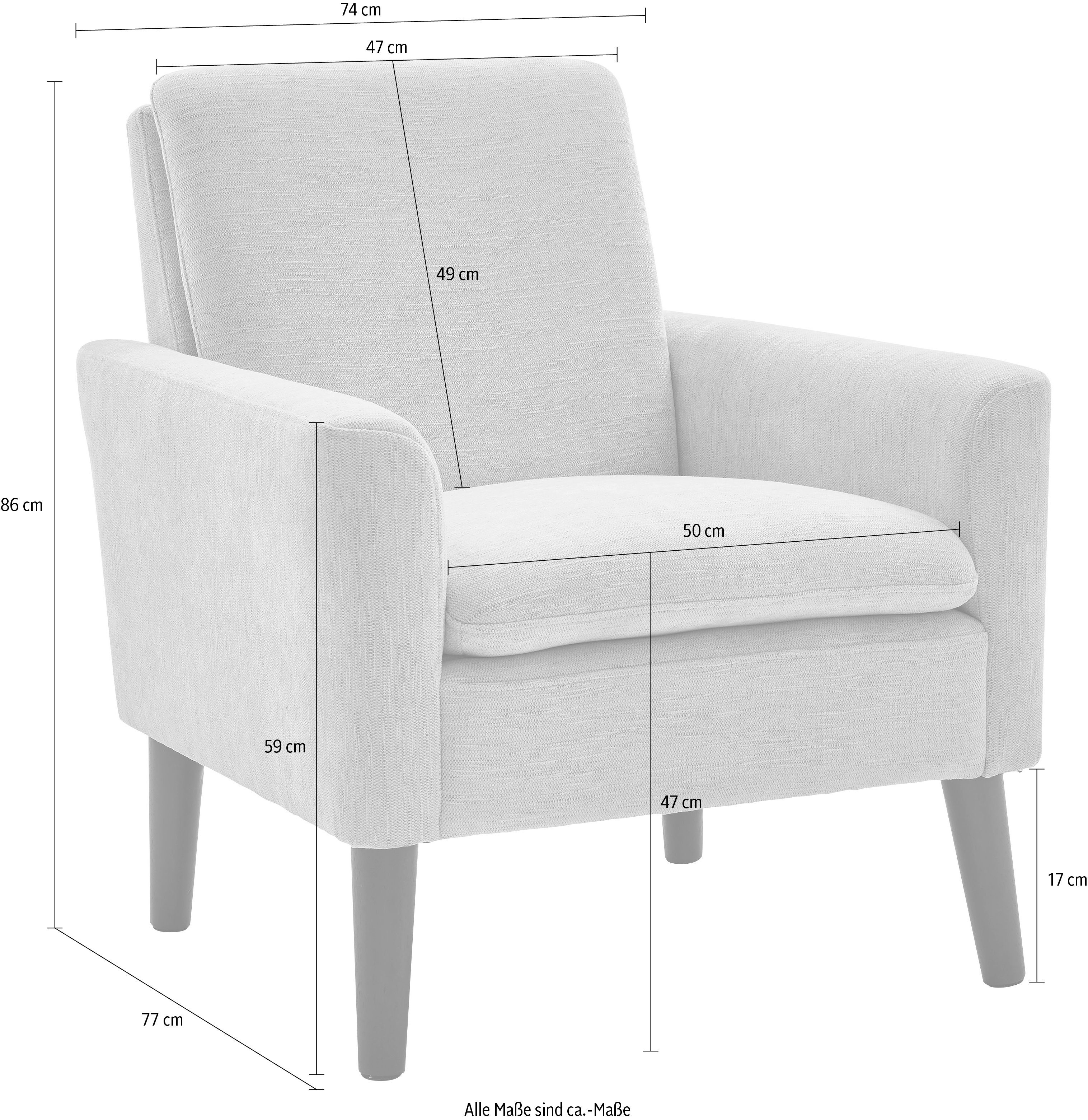 ATLANTIC home collection Sessel Kimmy, Sitzkomfort frei hoher stellbar, mit Chenille-Bezug, im creme Raum