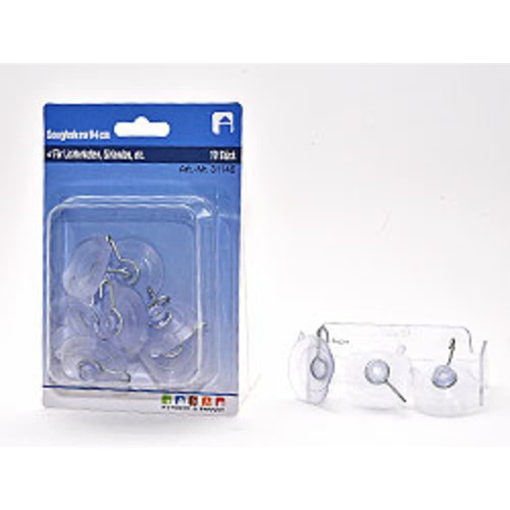 HundB Wandhaken 10 Saughaken transp., Metallhaken, Ø 3,5 cm, Fliesen und Glasoberflächen, (Mehrteiliges Set, 10-St., 10-teilig), Haken Saugnapf Befestigung Halterung transparent Metall rund