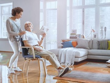 Mauser Sitzkultur Armlehnstuhl, ergonomischer Senioren-stuhl mit Armlehnen, Besucherstuhl Stoff Blau