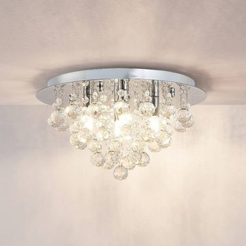 Lindby Deckenleuchten Antonino, dimmbar, Leuchtmittel nicht inklusive, Stahl, Kristall, chrom, 4 flammig, G9, Kristall Deckenleuchte, Lampe