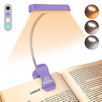 LANOR LED Klemmtischleuchte LED Leselampe, Mini Leselampe Buch, 3 Farben und 5 Helligkeitsstufen, Wiederaufladbares Leselicht für das Lesen im Bett, Augenpflege