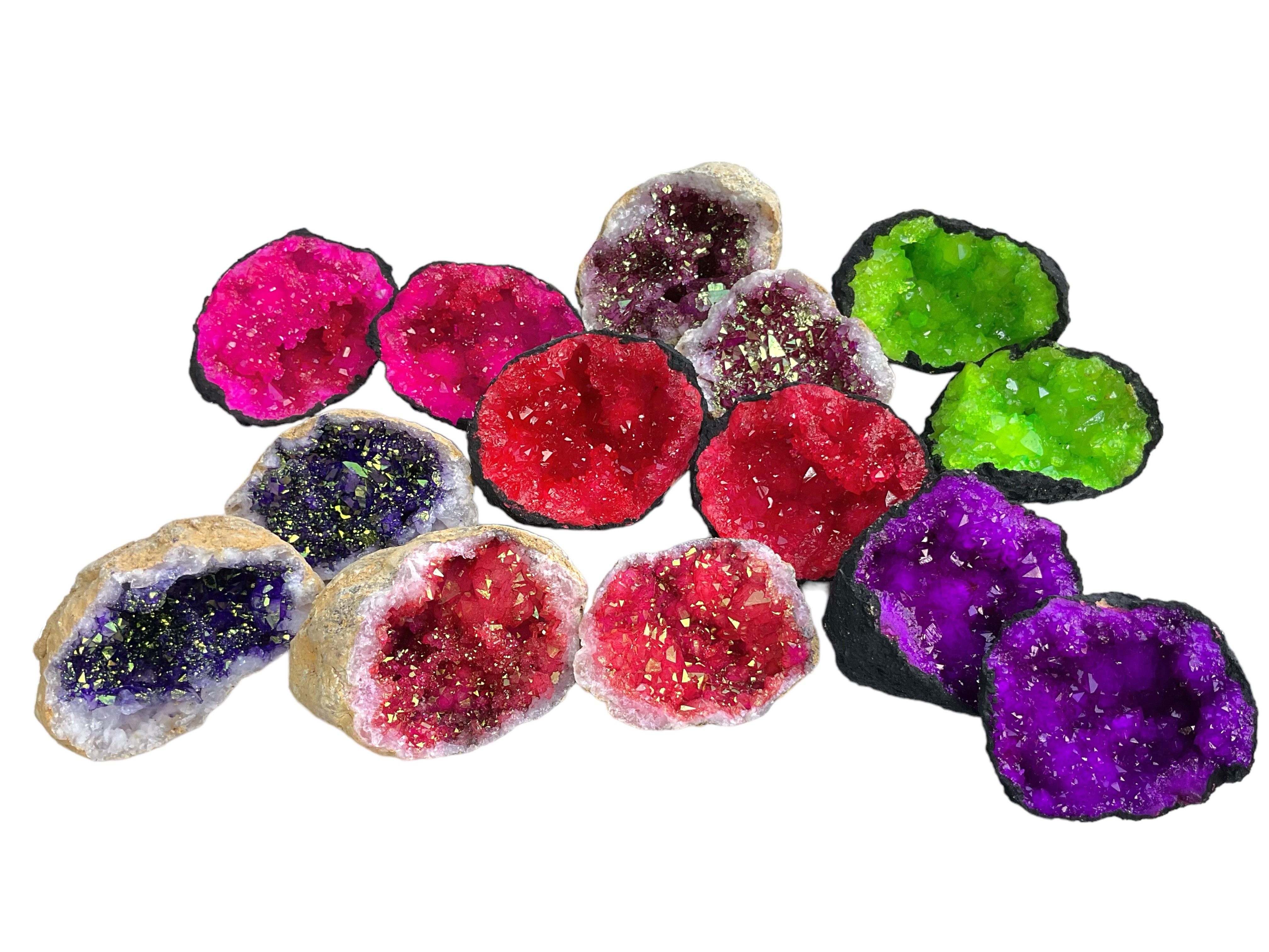 Steinfixx® Mineralstein Geodenpaare gefärbt 6-7 cm I 7 verschiedene Farben I bereits geknackt, (Glücksgeoden, 1-St., original Geoden), Überraschungsgeoden