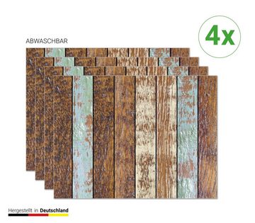 Platzset, Tischset, Platzset abwaschbar - Holzoptik gestreift - 4 Stück aus erstklassigem Vinyl (Kunststoff) 40 x 30 cm, Tischsetmacher, (4-St)