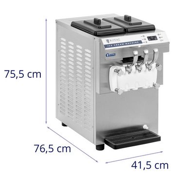 Royal Catering Eismaschine Softeismaschine 16 l/h 1350 W LED Edelstahl Frozen Joghurt Maschine, 1350 W