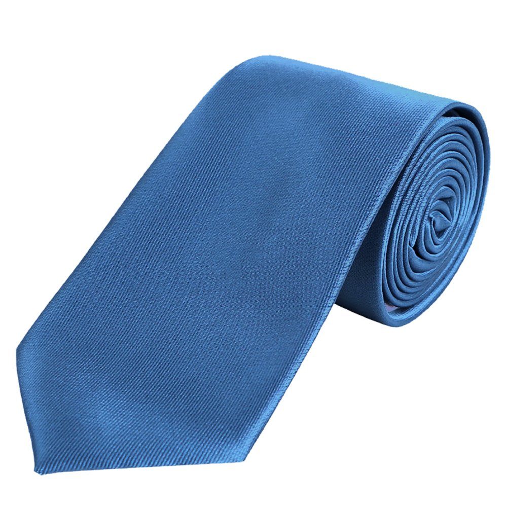 1-St., 7 cm Büro für (Packung, klassischer Veranstaltungen Schnitt, breit festliche blau Krawatte zeitlos Krawatte Seidenlook, DonDon 1x Krawatte) oder
