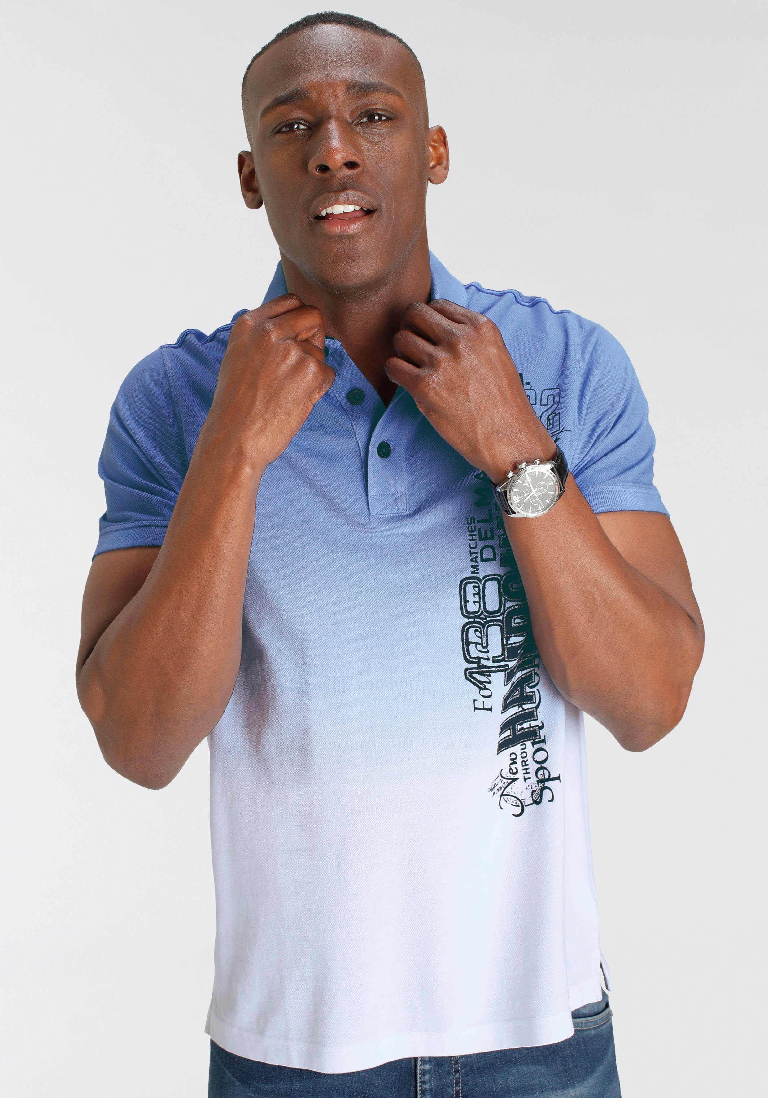 DELMAO Poloshirt kurzärmelig, lässiges Batikmuster, Polokragen – Bild 2 von 5