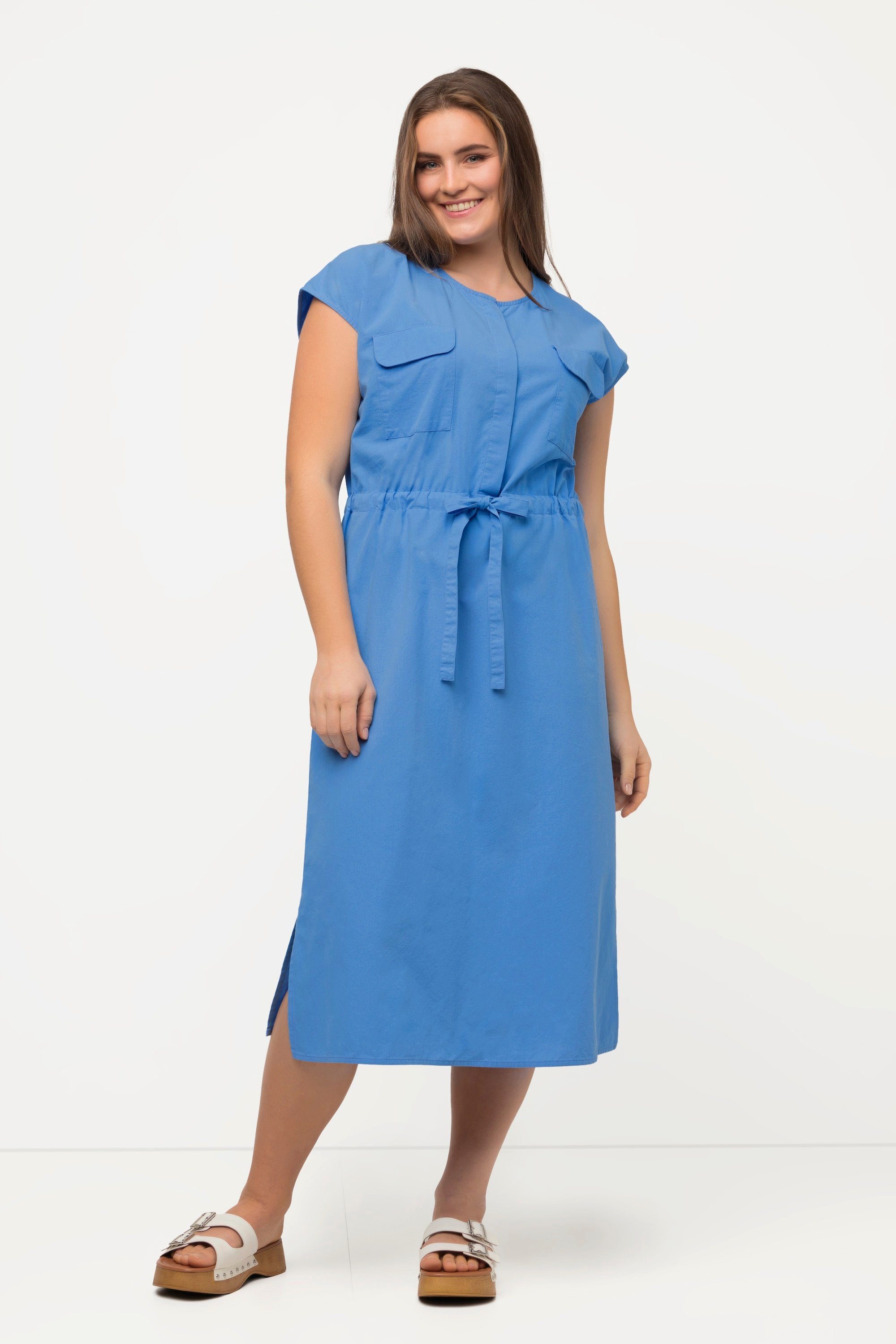 Ulla Popken Midikleid Midikleid Rundhals ärmellos günstig online kaufen