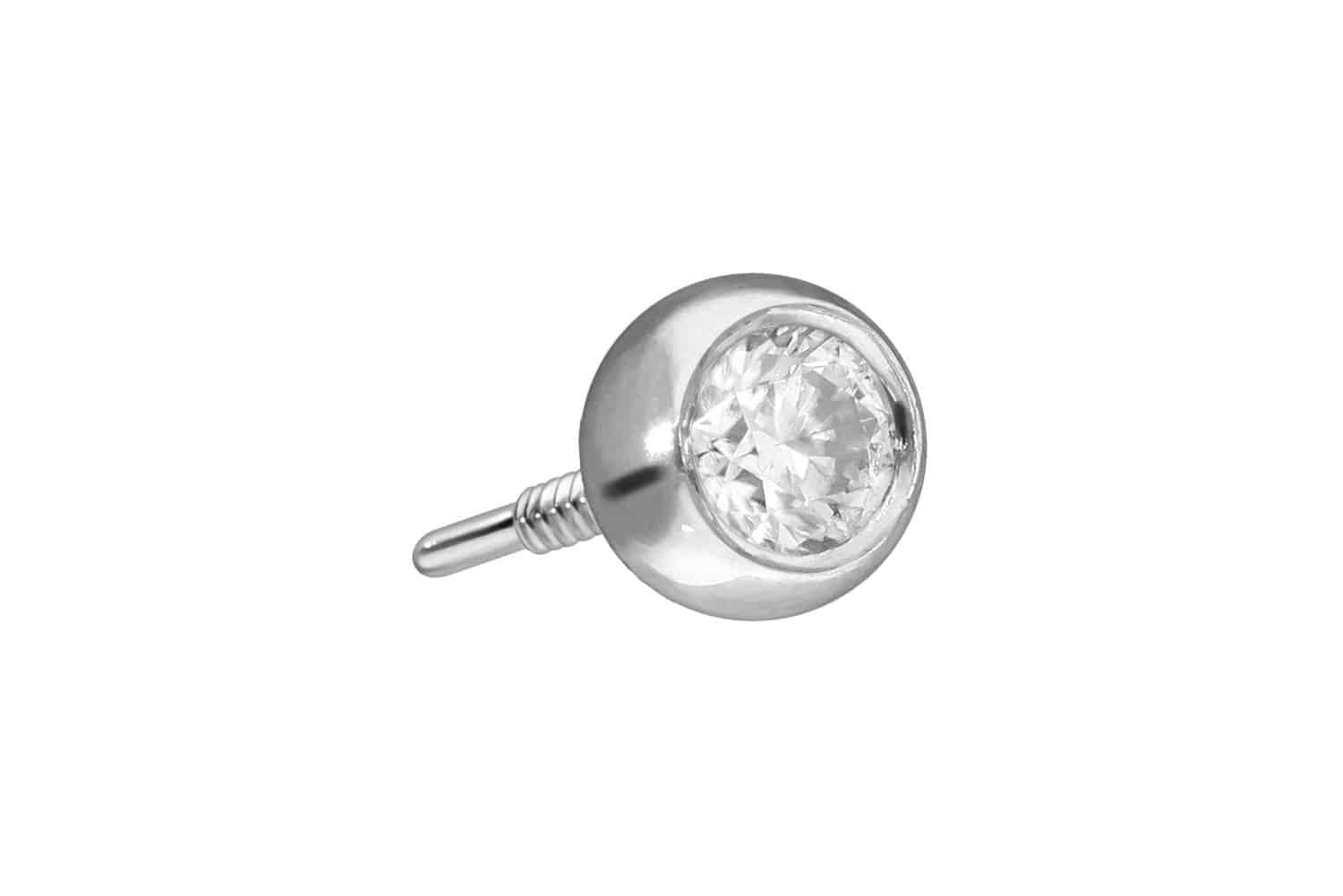 Piercing-Set 14 Karat Gold Schraubkugel mit Außengewinde MOISSANIT