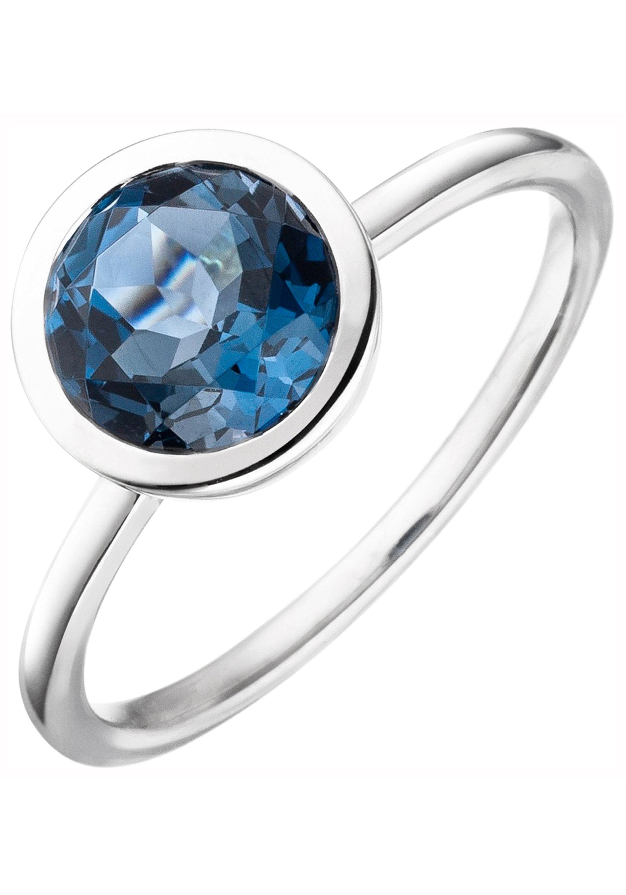 JOBO Fingerring Ring Weißgoldring, 585 Weißgold mit Blautopas London Blue