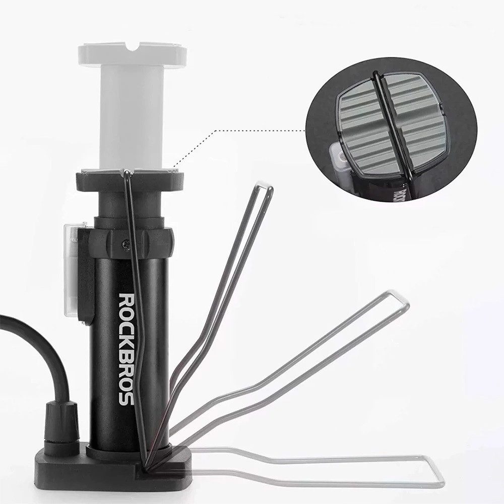 ROCKBROS Fahrradpumpe mit Manometer - Pumpe mit 3 Aufsätzen - 100 psi / 7 bar