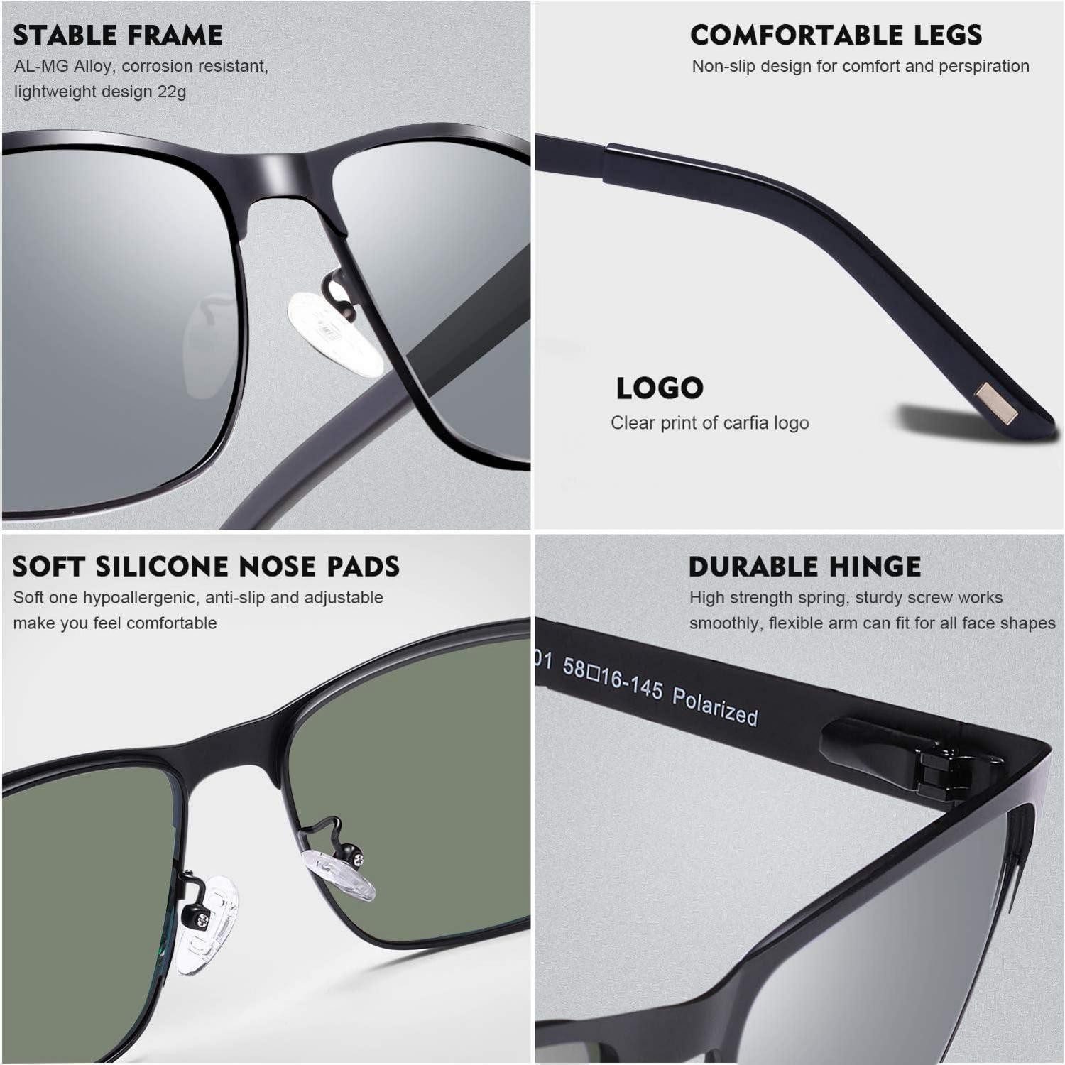 LuxusKollektion Pilotenbrille Sonnenbrille Herren polarisierte Metall Gestell Schwarz Gläser Silbrig – Bild 5 von 5