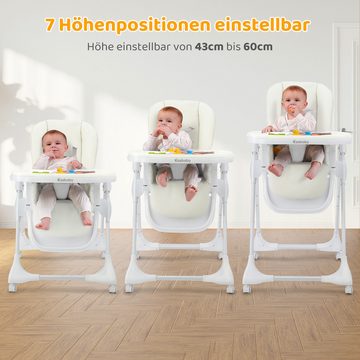 Ezebaby Hochstuhl 3-in-1 Hochstuhl, Multifunktion klappbar, mit Spielring und 3 Puppen