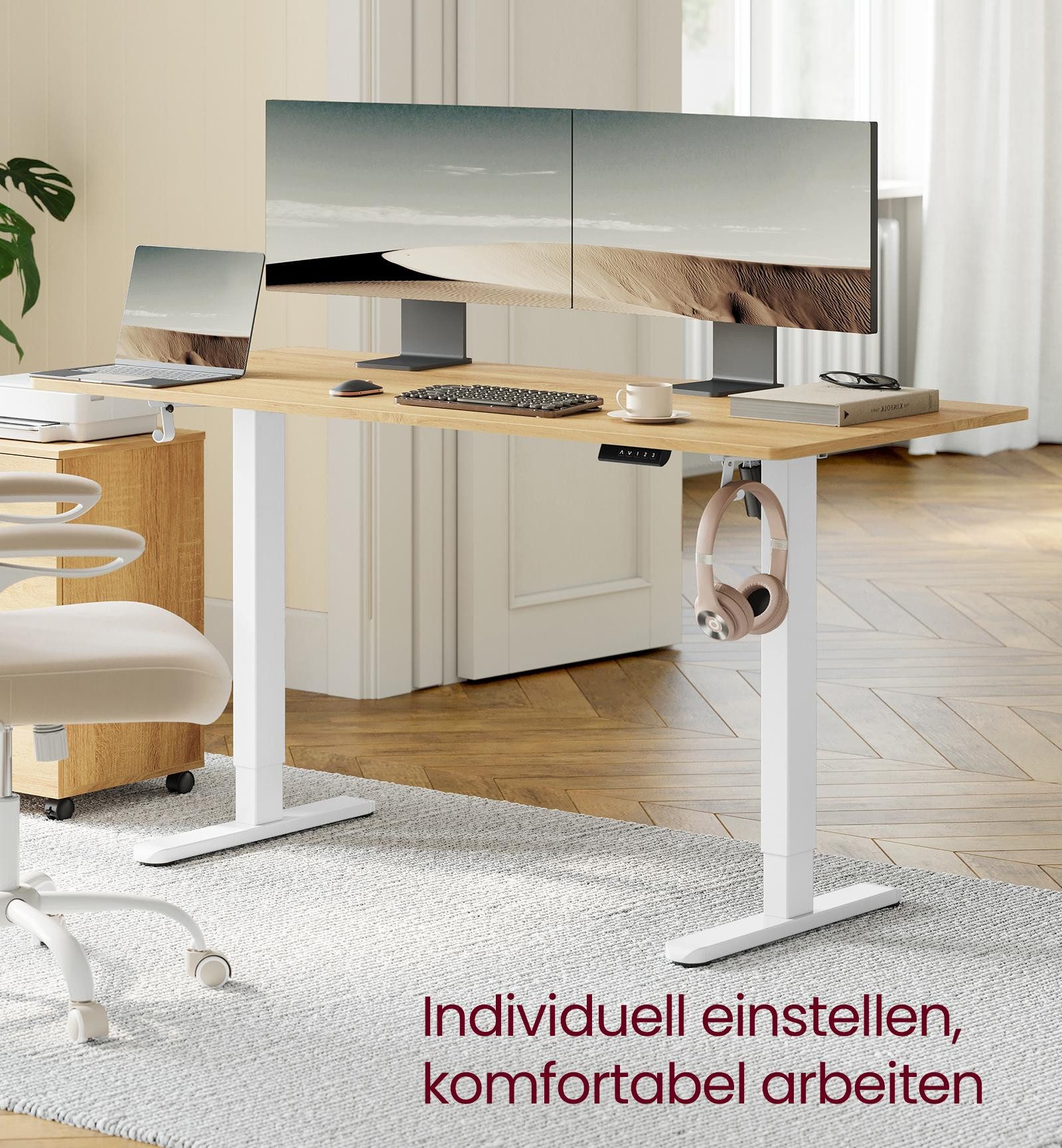 VASAGLE Schreibtisch, Höhenverstellbarer Tischgestell, Elektrisch, mit günstig online kaufen
