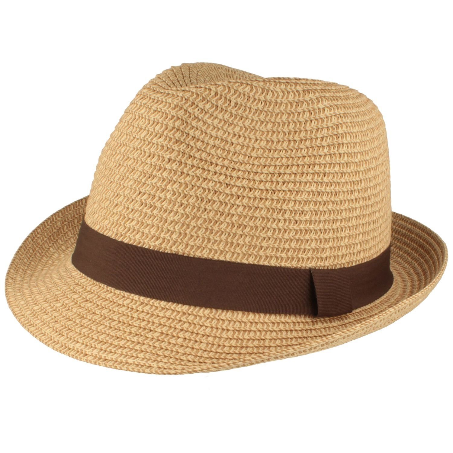 Breiter Strohhut knautschbarer Borten-Trilby günstig online kaufen
