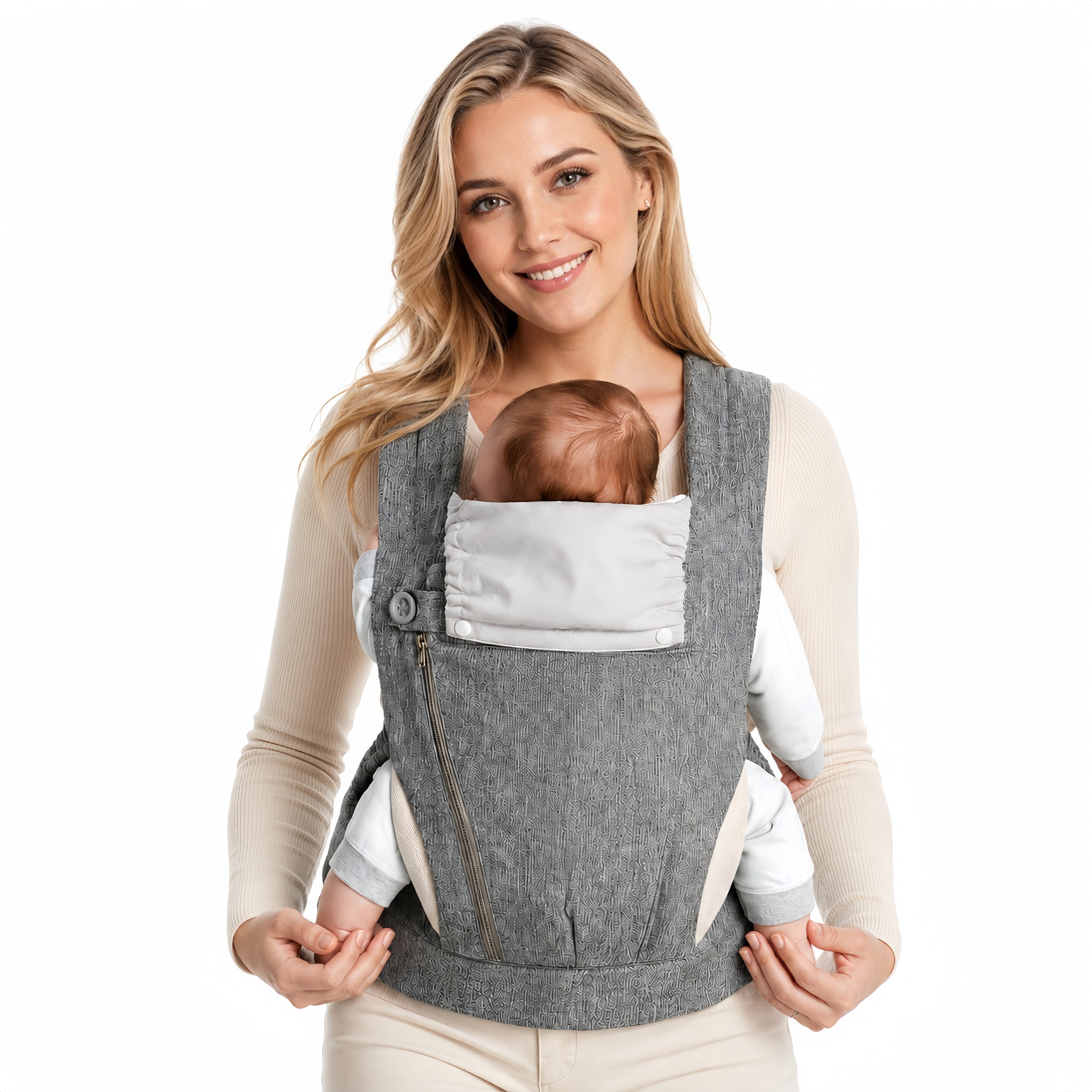 ibettertec Babytrage Neugeborene ab Geburt, Kleinkindtrage aus 100% Baumwolle (Ergobaby Babytrage mit Ein-Klick-Schnalle, ergonomische M-Position, X-Rücken, für 3,2–20 kg), tragetuch baby neugeboren, babytrage neugeborene ab geburt