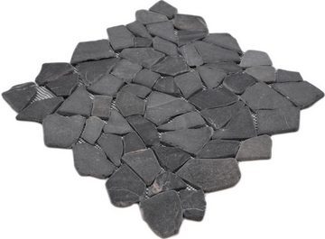 Mosani Mosaikfliesen Mosaik Marmor Naturstein grau anthrazit - schwarz (imprägniert) Bad
