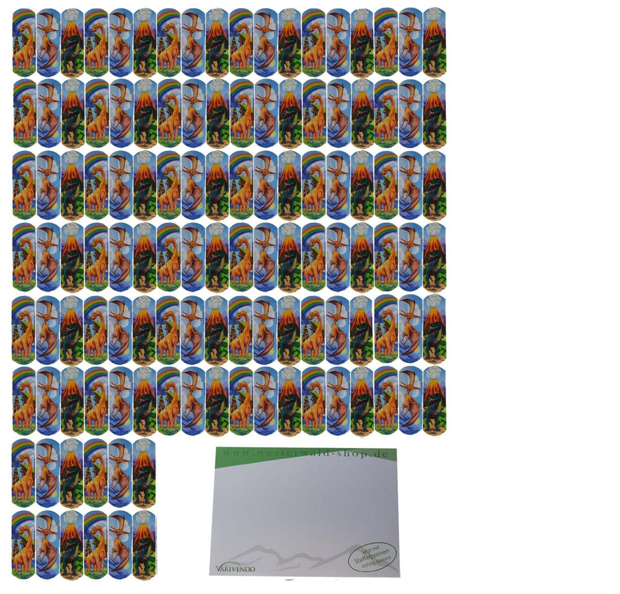 varivendo Wundpflaster Kinderpflaster Dino 120 Stück bunt – Hautfreundliche Wundpflaster (Set, 120 St., Kinderpflaster), Kindpflaster Pflasterbriefchen Kinder-Pflaster