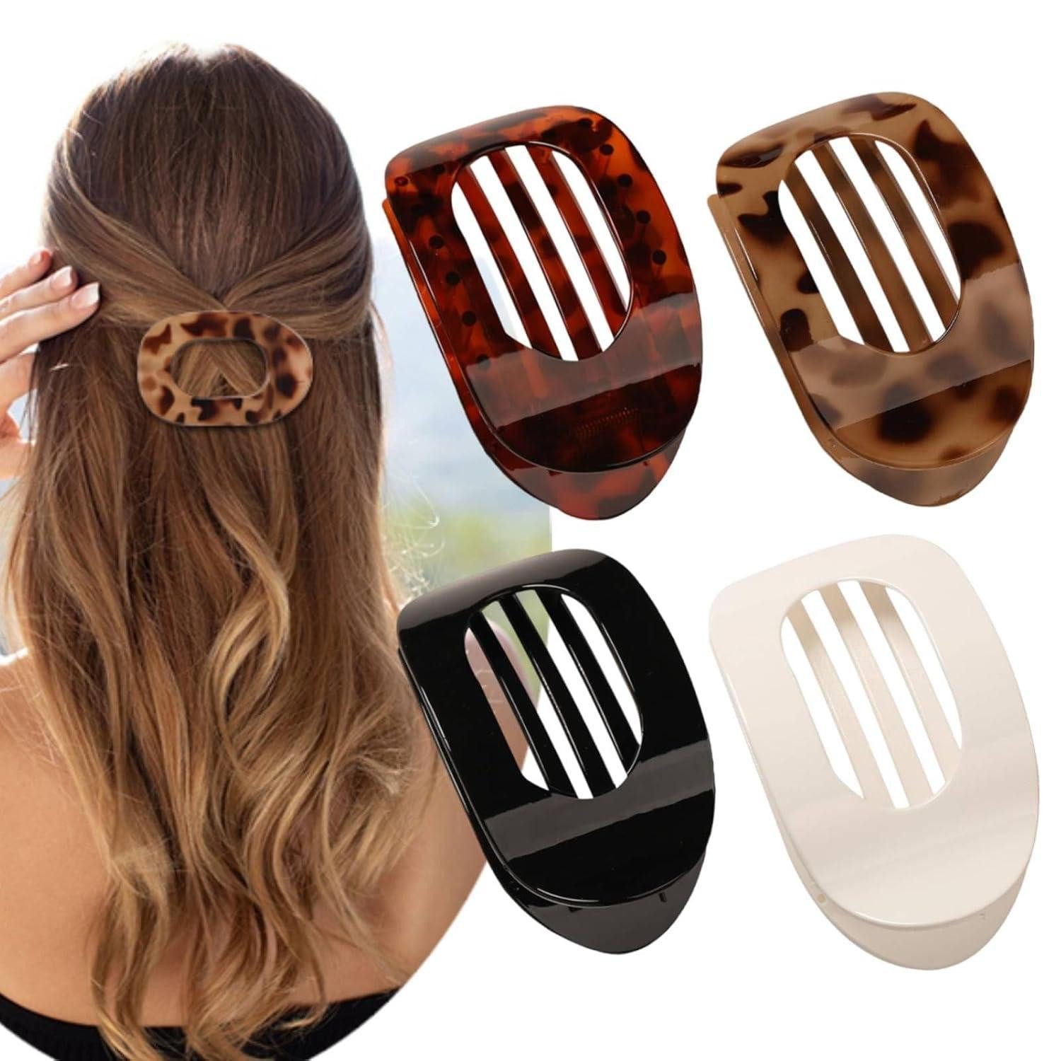 Haarclip 4er Set Flache Haarklammern für Damen, Starker