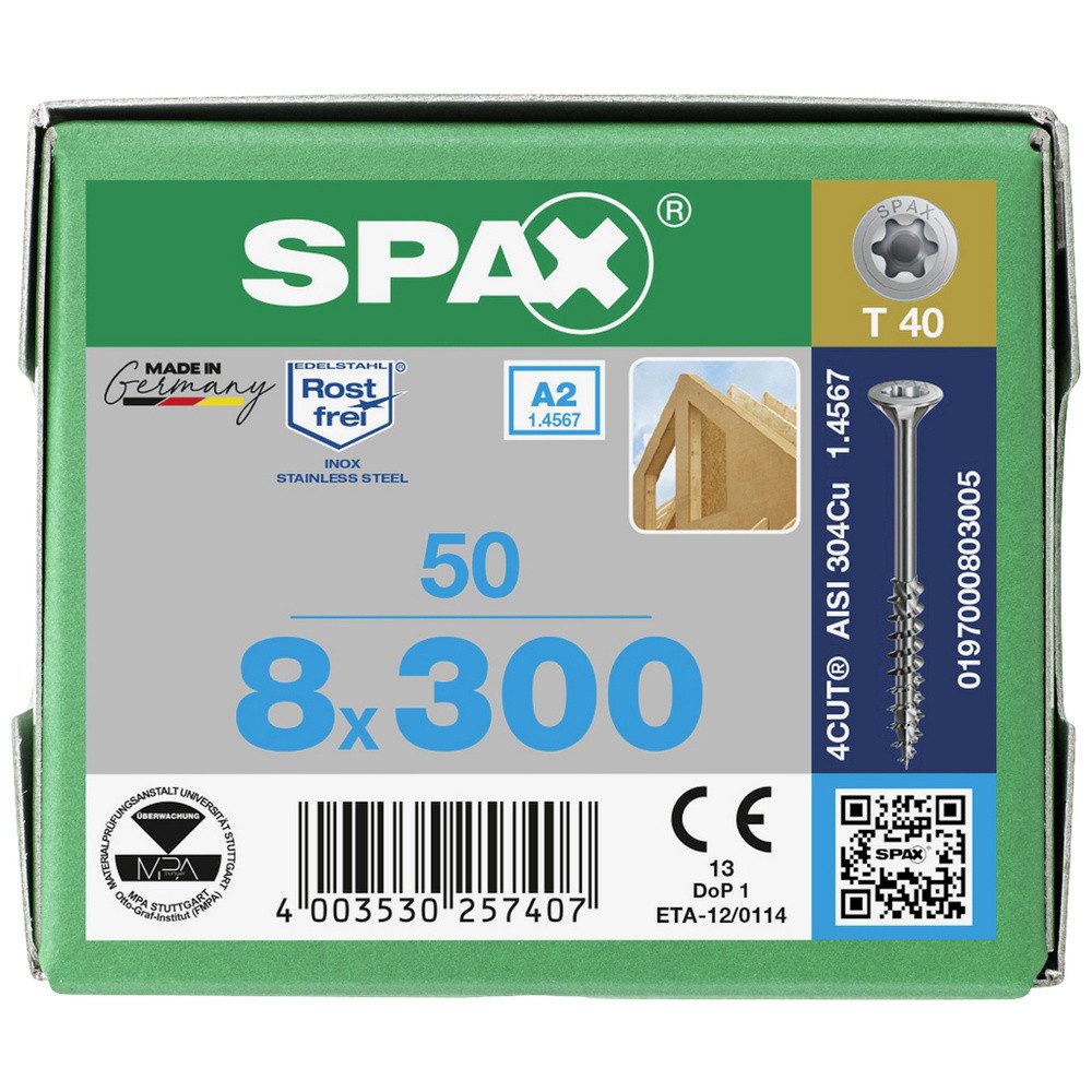 Thumbnail - SPAX Schraube SPAX 0197000803005 Holzschraube 8 mm 300 mm T-STAR plus Edelstahl