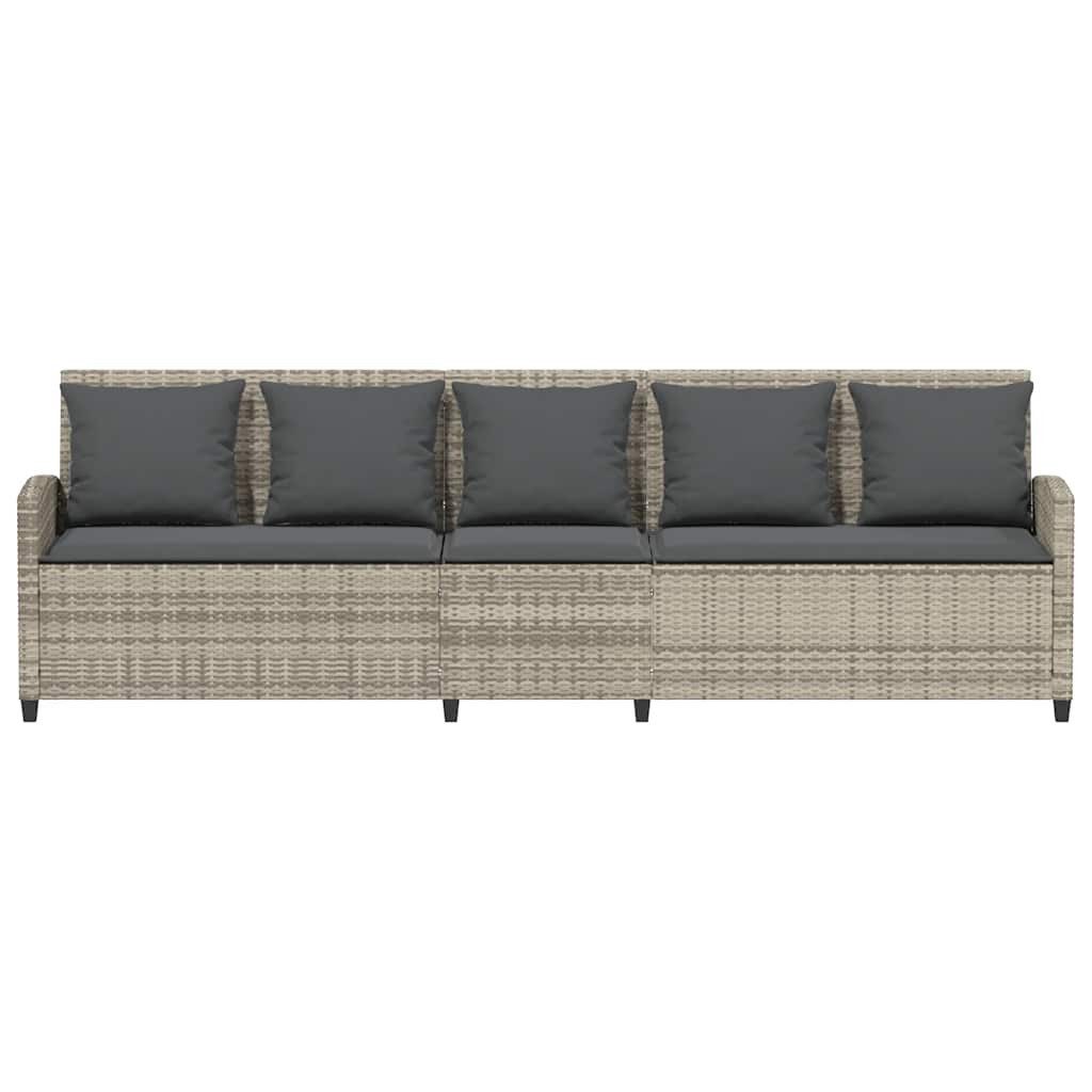 vidaXL Gartenlounge-Set Gartensofa 5-Sitzer mit Kissen Hellgrau Poly Rattan, (1-tlg) – Bild 4 von 5