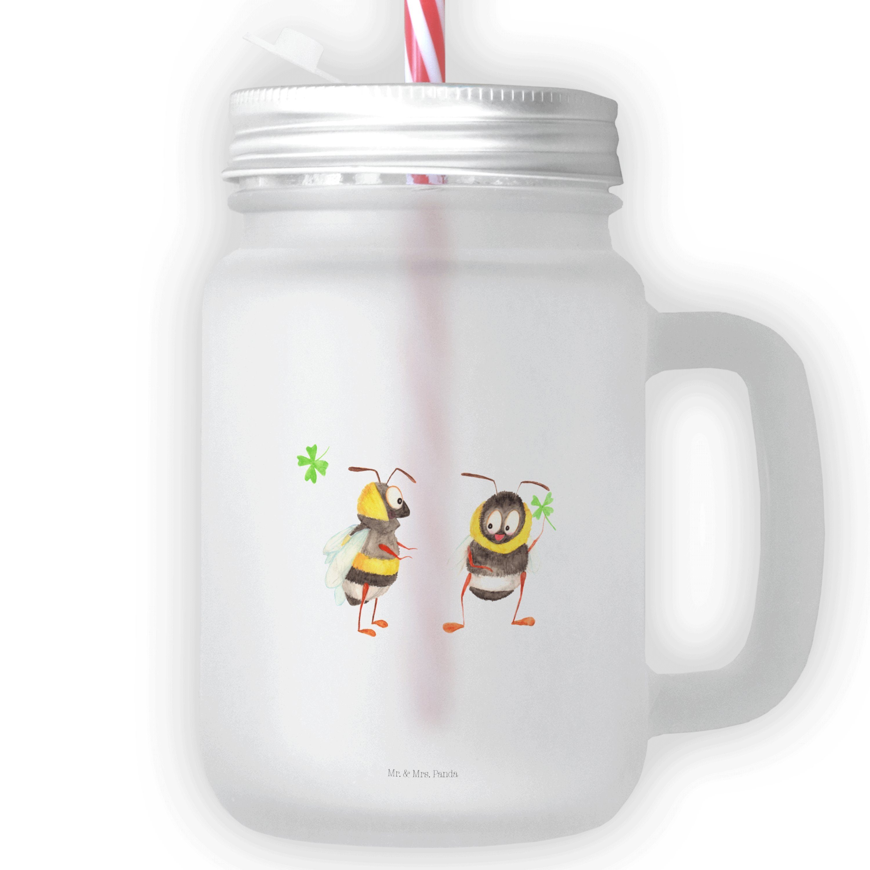Mr. & Mrs. Panda Glas Hummeln mit Kleeblatt - Transparent - Geschenk, Tiermotive, Glas, Mas, Premium Glas