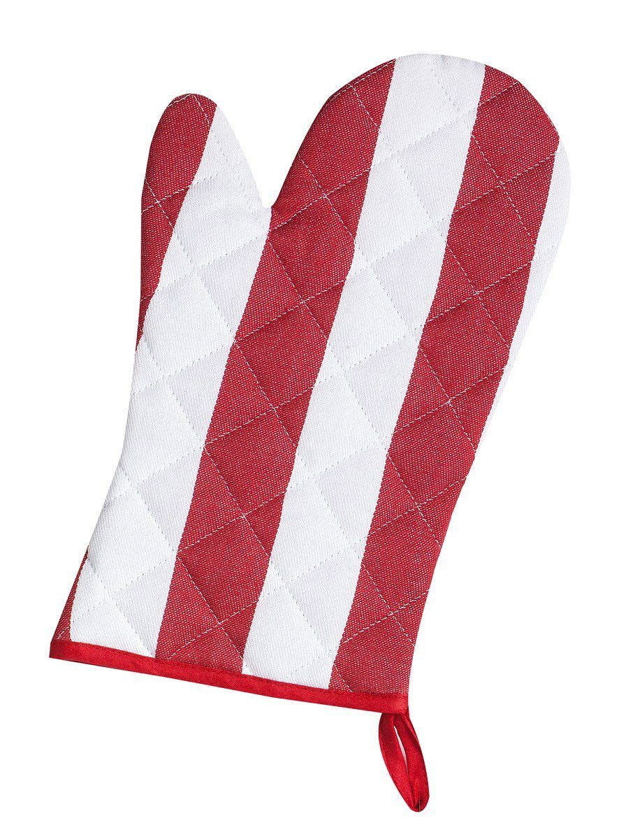 Kracht Topfhandschuhe Blockstreifen, (Set, 2-tlg., Set), 2er Set Ofenhandschuhe, wattiert, ca. 20x30 cm