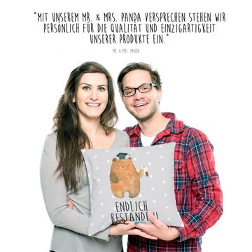 Mr. & Mrs. Panda Dekokissen Prüfungsbär - Grau Pastell - Geschenk, Abschluss, Sofakissen, Abschlu