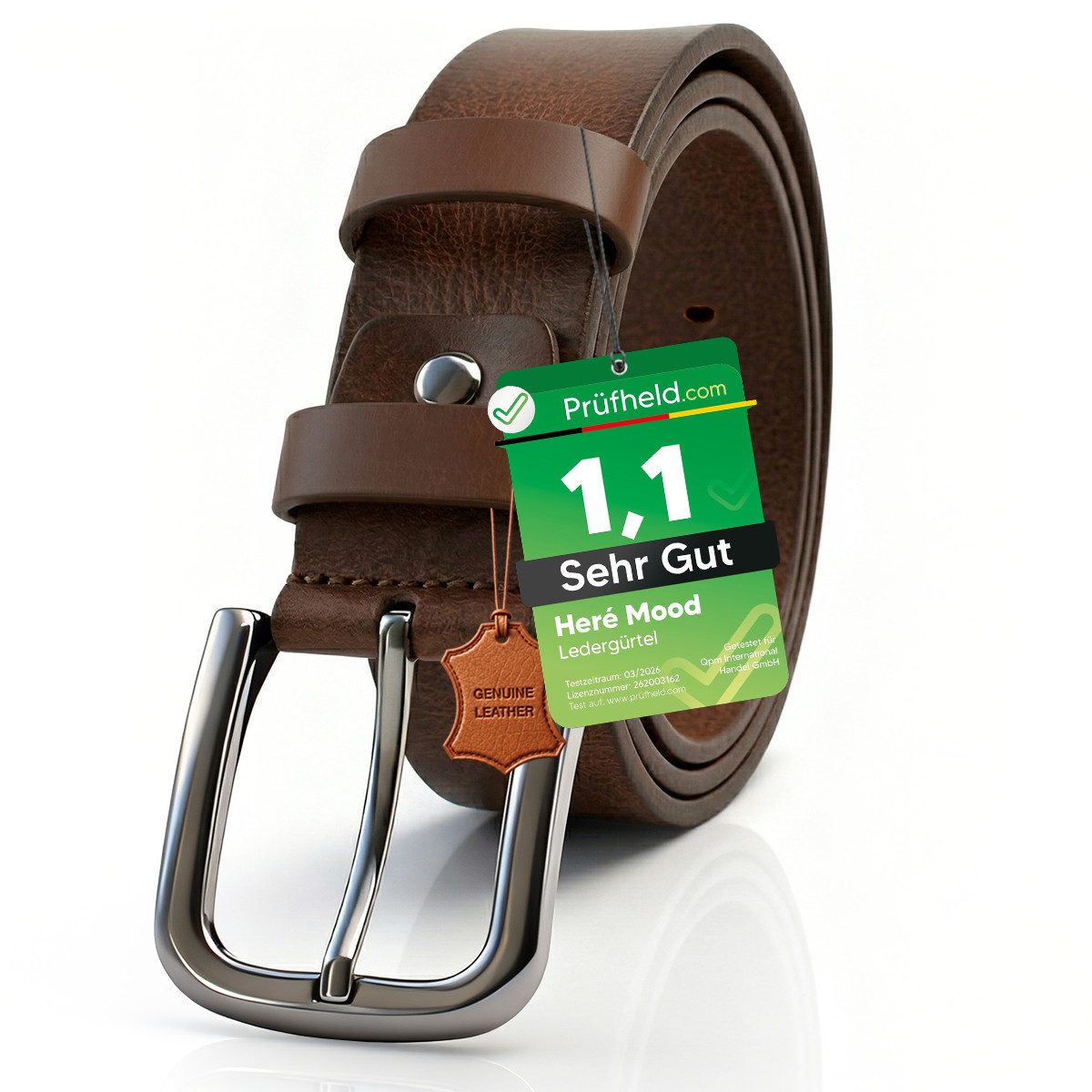 herémood Ledergürtel Gürtel Herren 4cm breit Ledergürtel Jeans Premium Geschenke für Männer (100 % Echtleder Gürtel handgefertigt, hochwertig verarbeitet, kürzbar, 1-St., Braun 135 cm – 4 cm breit – echtes, robustes Büffelleder, langlebig) Brauner Gürtel Herren – robust & edel, ideales Herrengeschenk