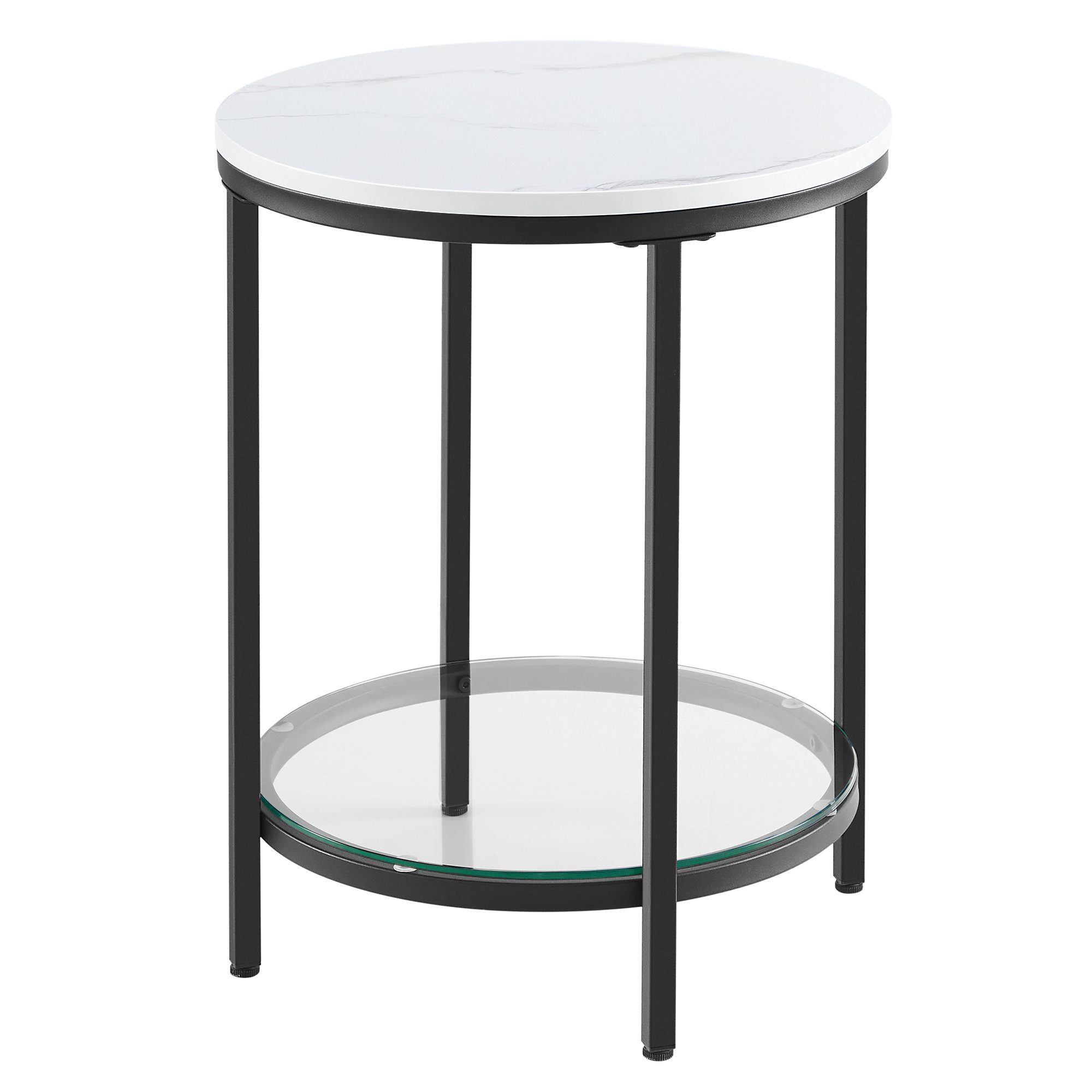 VASAGLE Beistelltisch, 2 Ebenen, Hartglas, Marmoroptik, günstig online kaufen