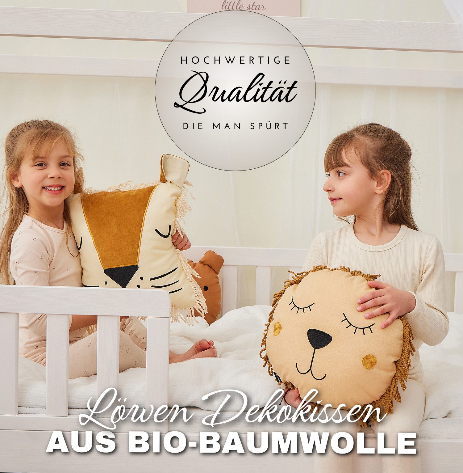 Alavya Home® Dekokissen Kinderkissen Löwe - D32 cm Kuschelkissen Kinder Fla günstig online kaufen