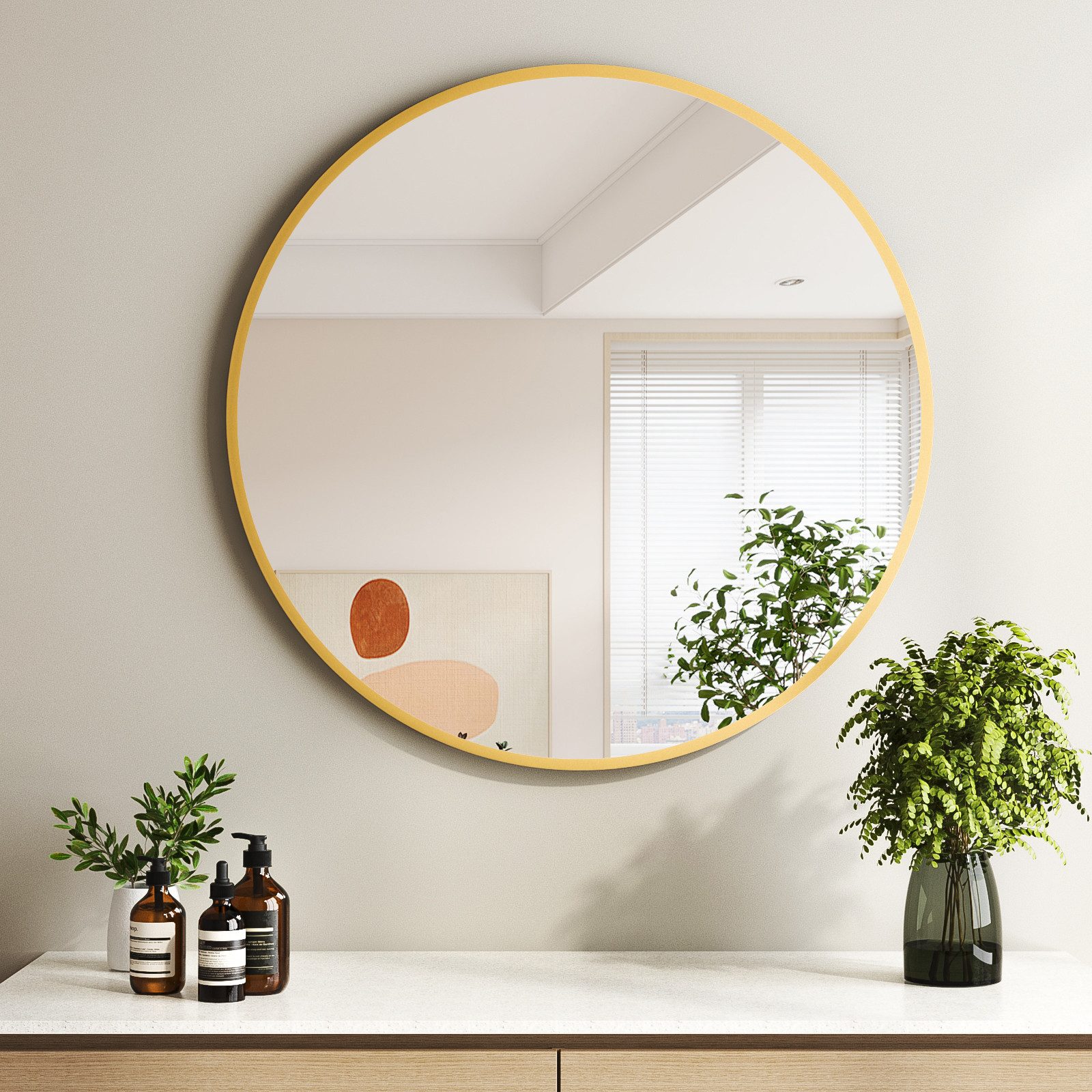 Hopibath Spiegel Gold Spiegel Bad Badspiegel Rund ohne beleuchtung (Rundspi günstig online kaufen