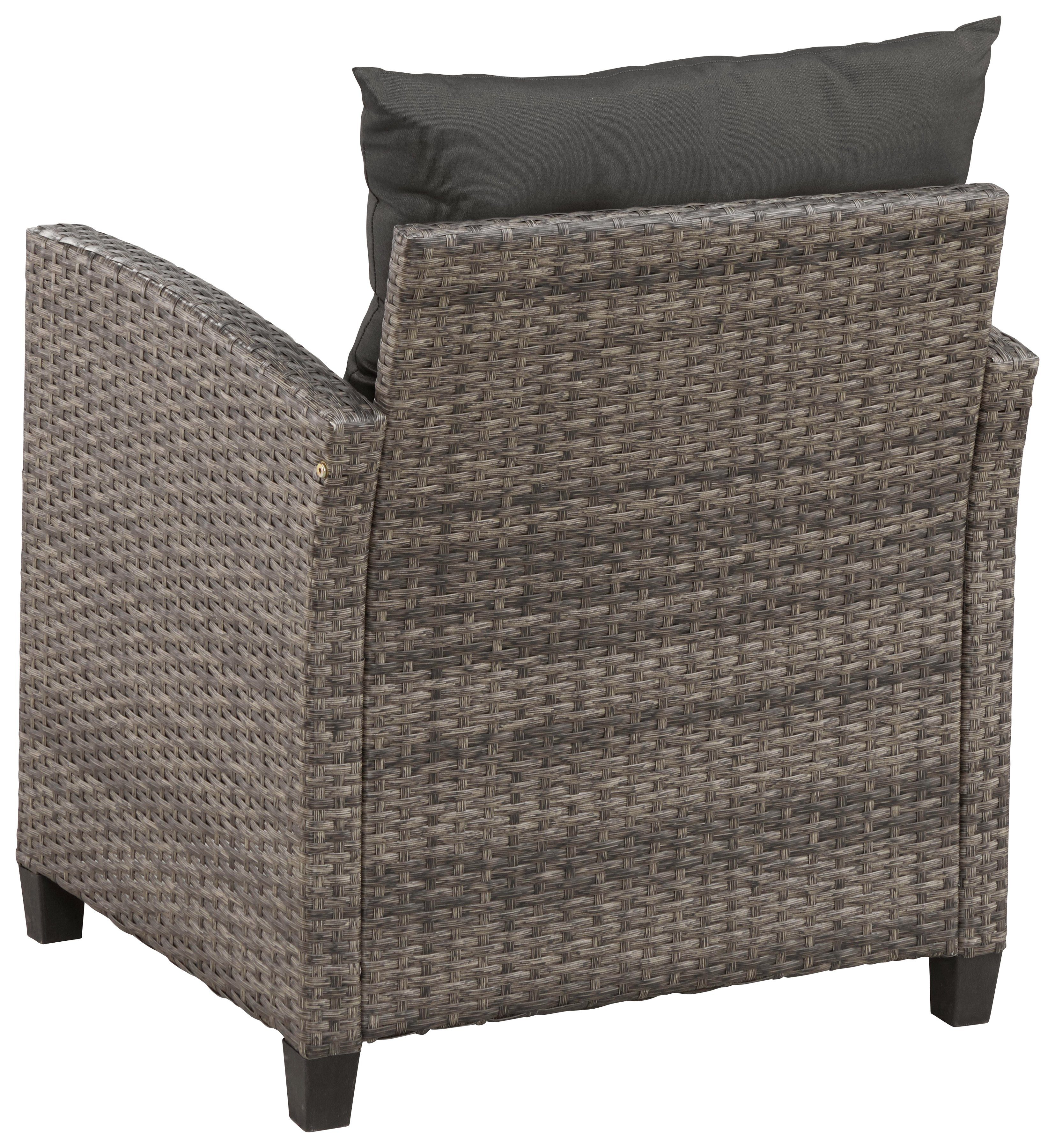 Hocker, Polyrattan KONIFERA 2 Ecklounge, anthrazit, Gartenlounge-Set braun/grau Premium, Tisch, Keros grau braun, | Sessel, (20-tlg),