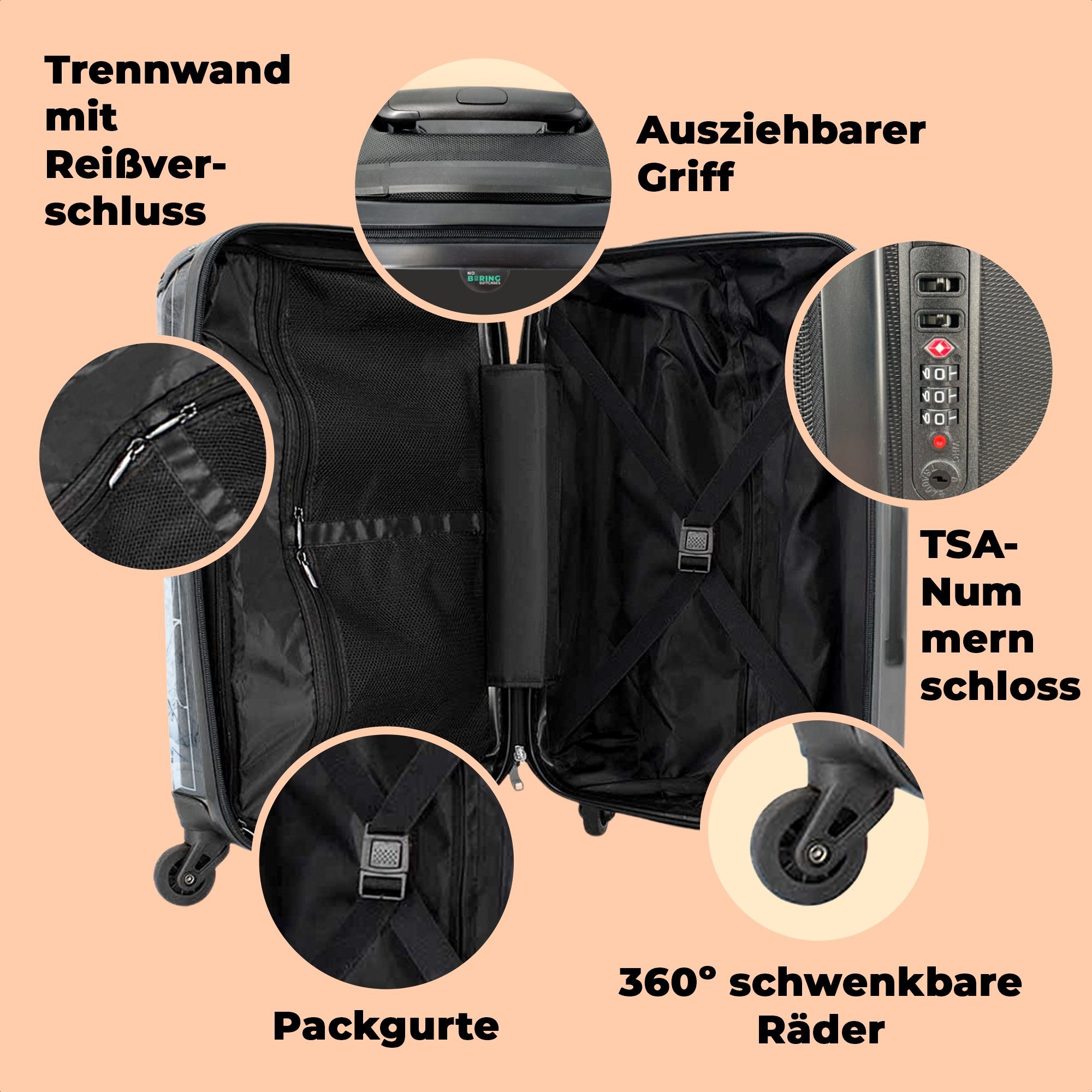 - - 67x43x25cm Schnee Rollkoffer Pferd NoBoringSuitcases.com© Porträt 4 Rollen, 4 - - - Kinder, Aufgabegepäck Reisekoffer Rollen Winter Große mit Trolley Koffer