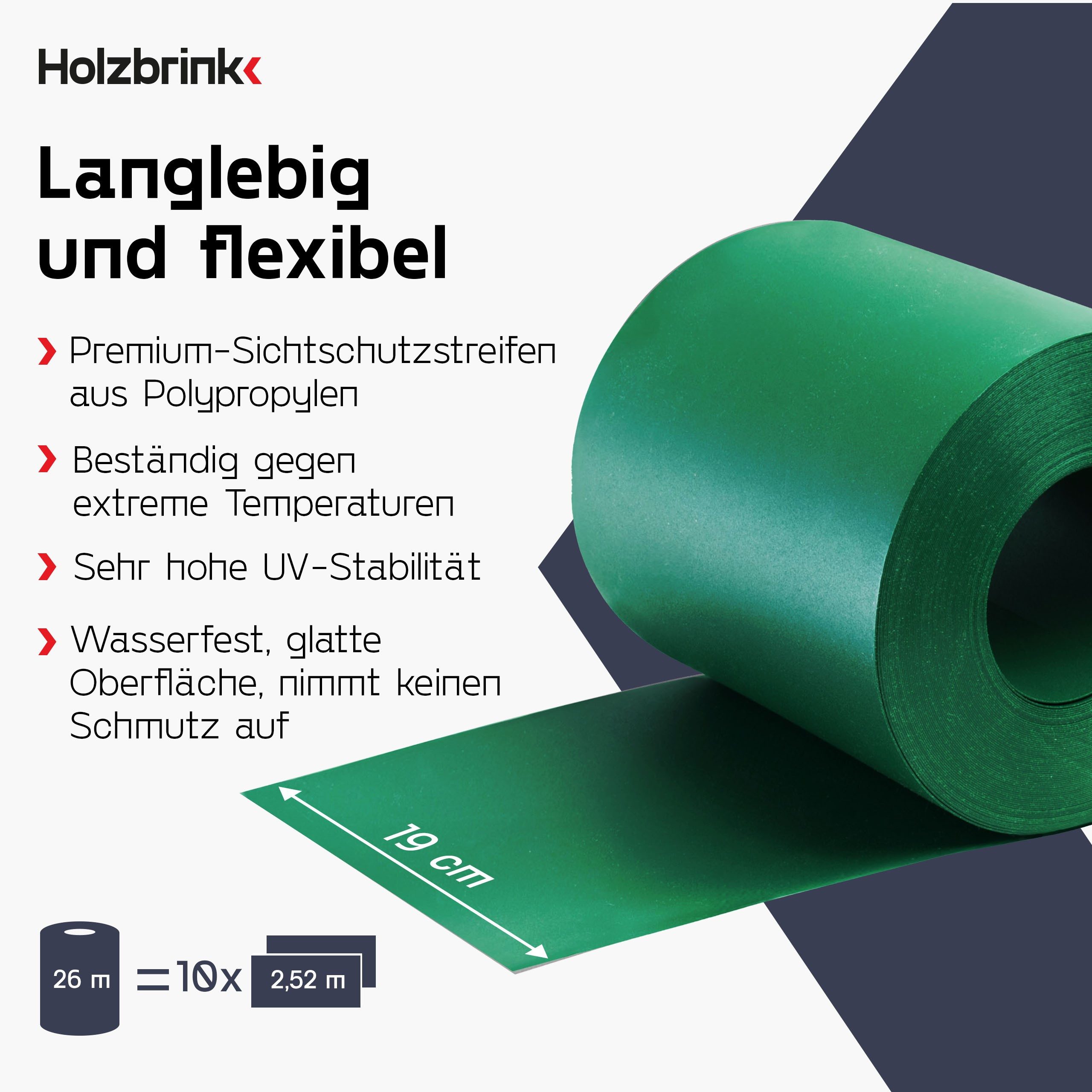 HOLZBRINK Sichtschutzstreifen aus PP für Doppelstabmattenzaun19 günstig online kaufen
