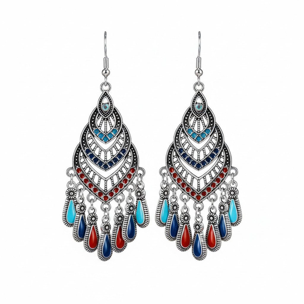 The Beauty House Ohrring-Set Bohemian Boho Ohrringe Damen – Vintage Ethno Schmuck Edelstein