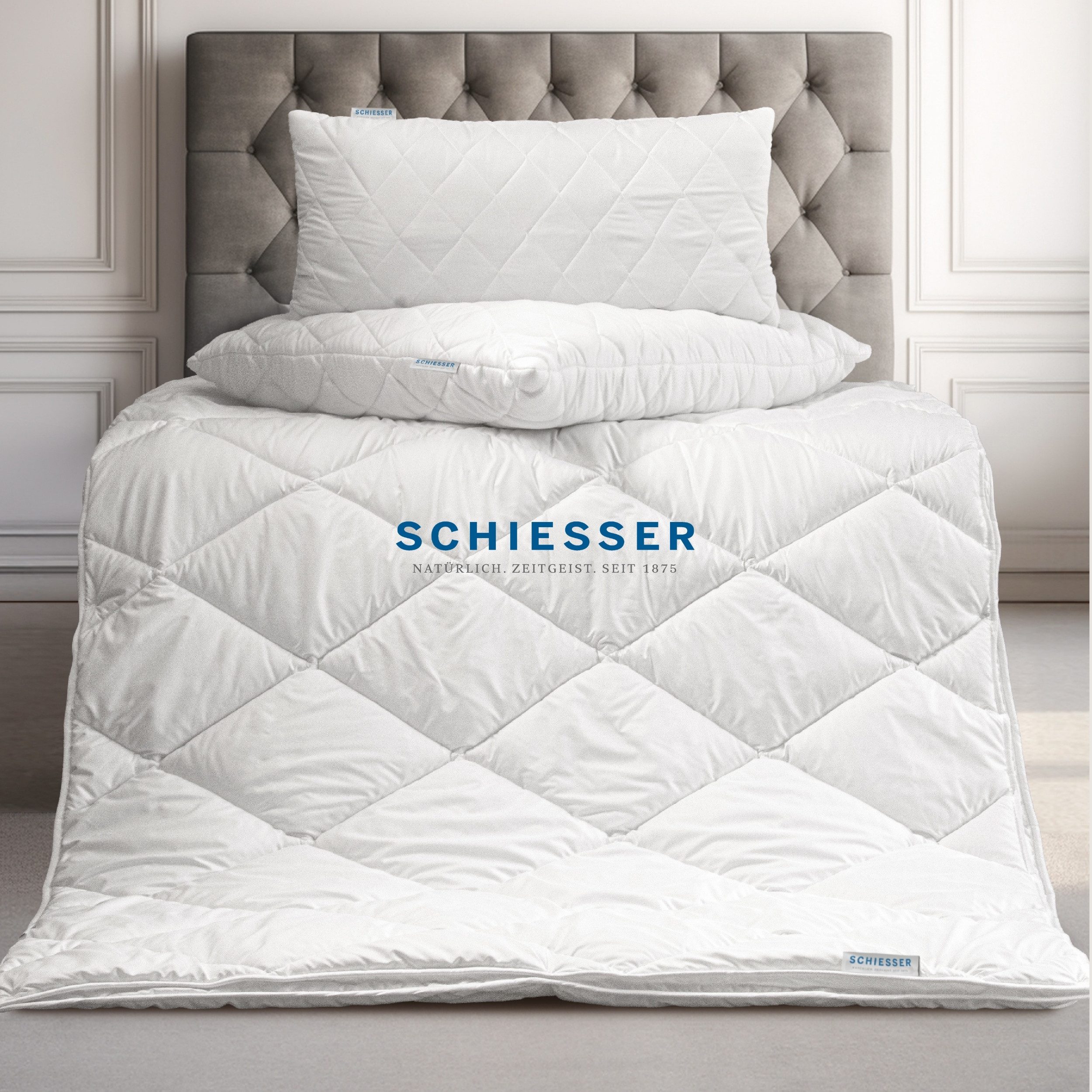 Schiesser 4-Jahreszeitenbett Lykke - 2 zusammenknöpfbare Steppdecken für Sommer und Winter, STANDARD 100 by OEKO-TEX® zertifiziert