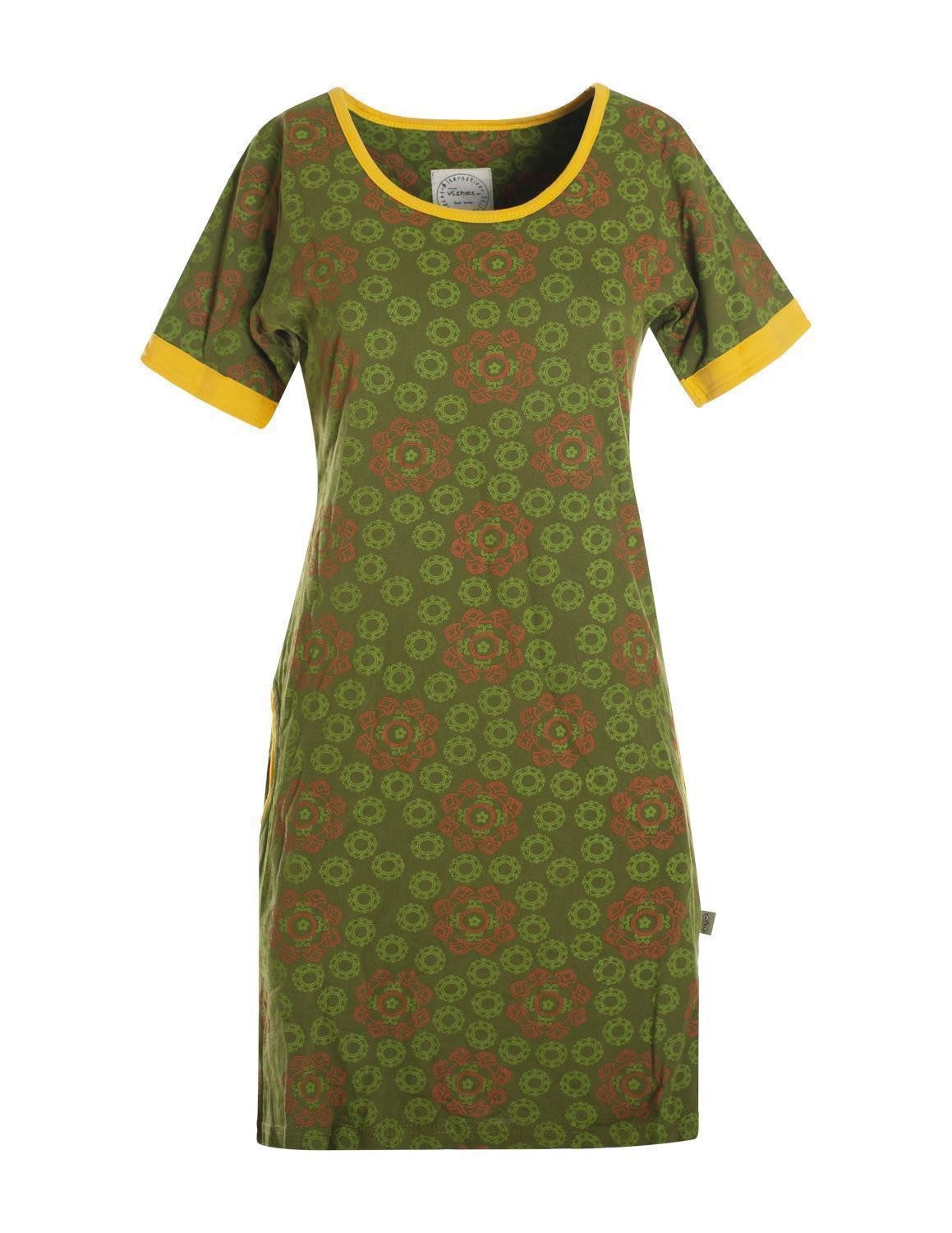 Jerseykleid Kurzarm Kleid Blumen Tunika Jerseykleid Baumwolle
