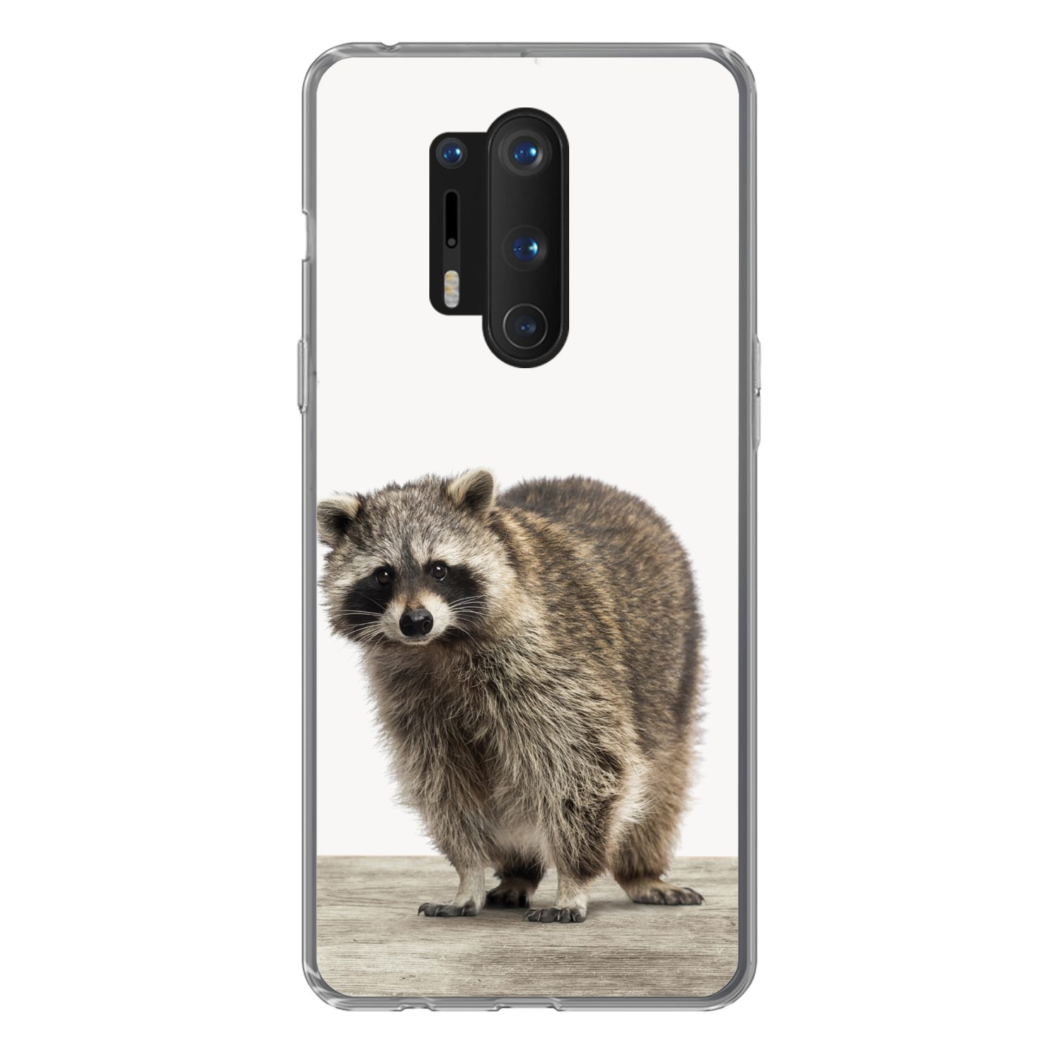 MuchoWow Handyhülle für OnePlus 8 Pro Waschbär - Tiere - weißer Hintergrund - Jungen - Mäd, Phone Case, Silikon, Schutzhülle Dünn