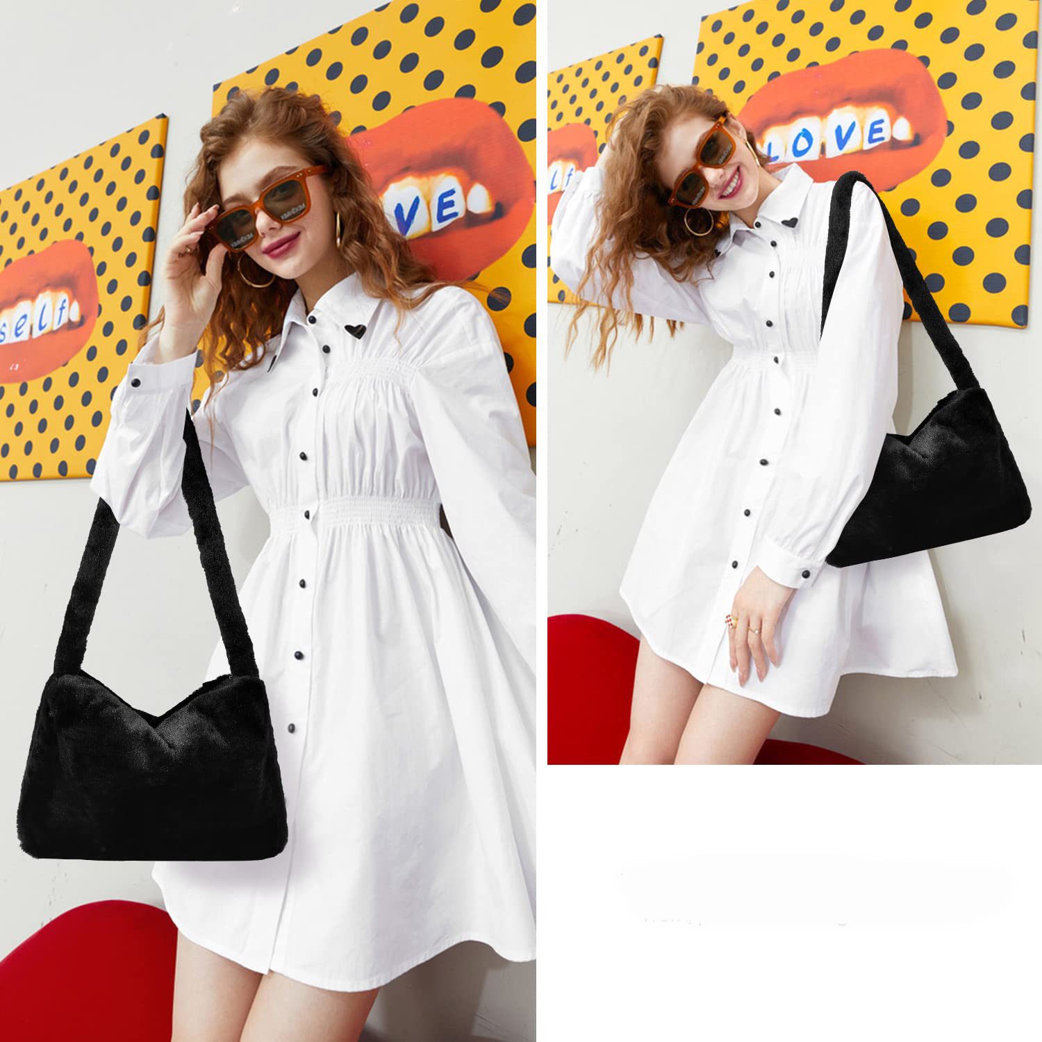 Coonoor Schultertasche Winter Plüsch Handtasche Niedlich günstig online kaufen