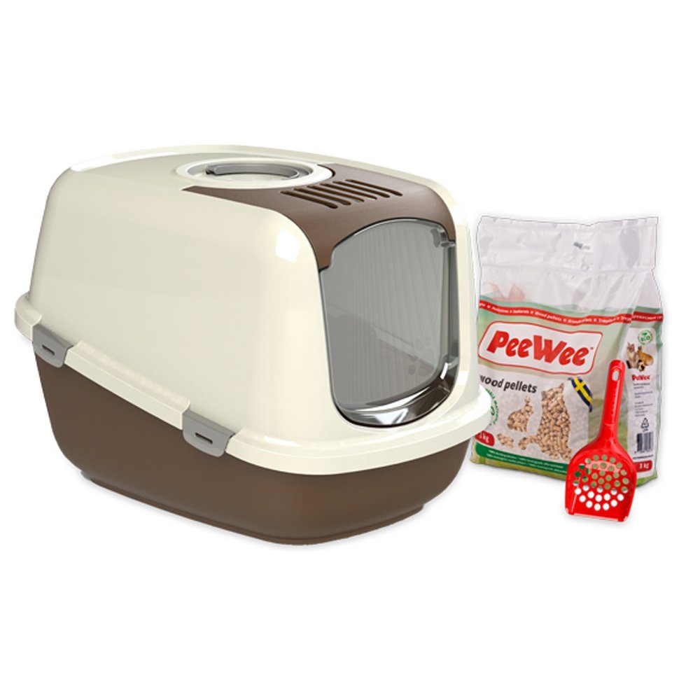 PeeWee Katzentoilette Katzenklo XXL mit Deckel "EcoDome" Starterset in 3 Farben