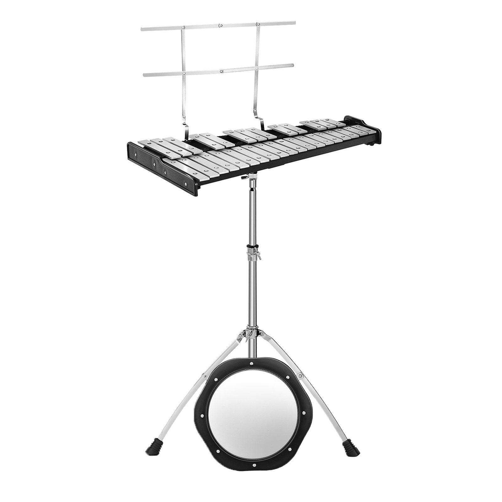 COSTWAY Xylophon 32 Tönen Колоколаspiel, mit verstellbarem Ständer, 20cm Übungspad, Schlägeln, Tragetasche