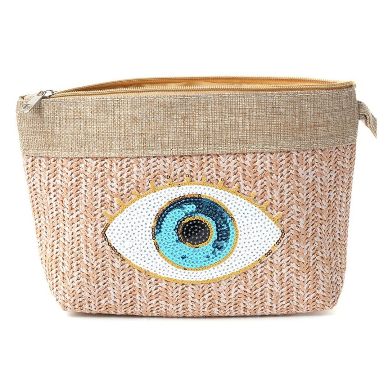 Kulturbeutel Kosmetiktasche Damen Make-up Bag Pailletten Auge 28x13x8 cm