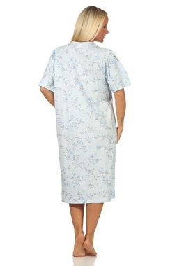 Normann Nachthemd Damen Nachthemd geblümt in kurzarm mit Knopfleiste am Hals - 112 195