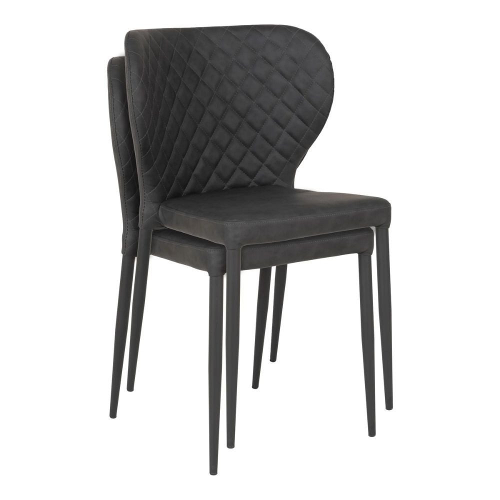 LebensWohnArt Stuhl Stapelbares 2er Set - Design Stuhl TORRO dunkel-grau Metallbeine