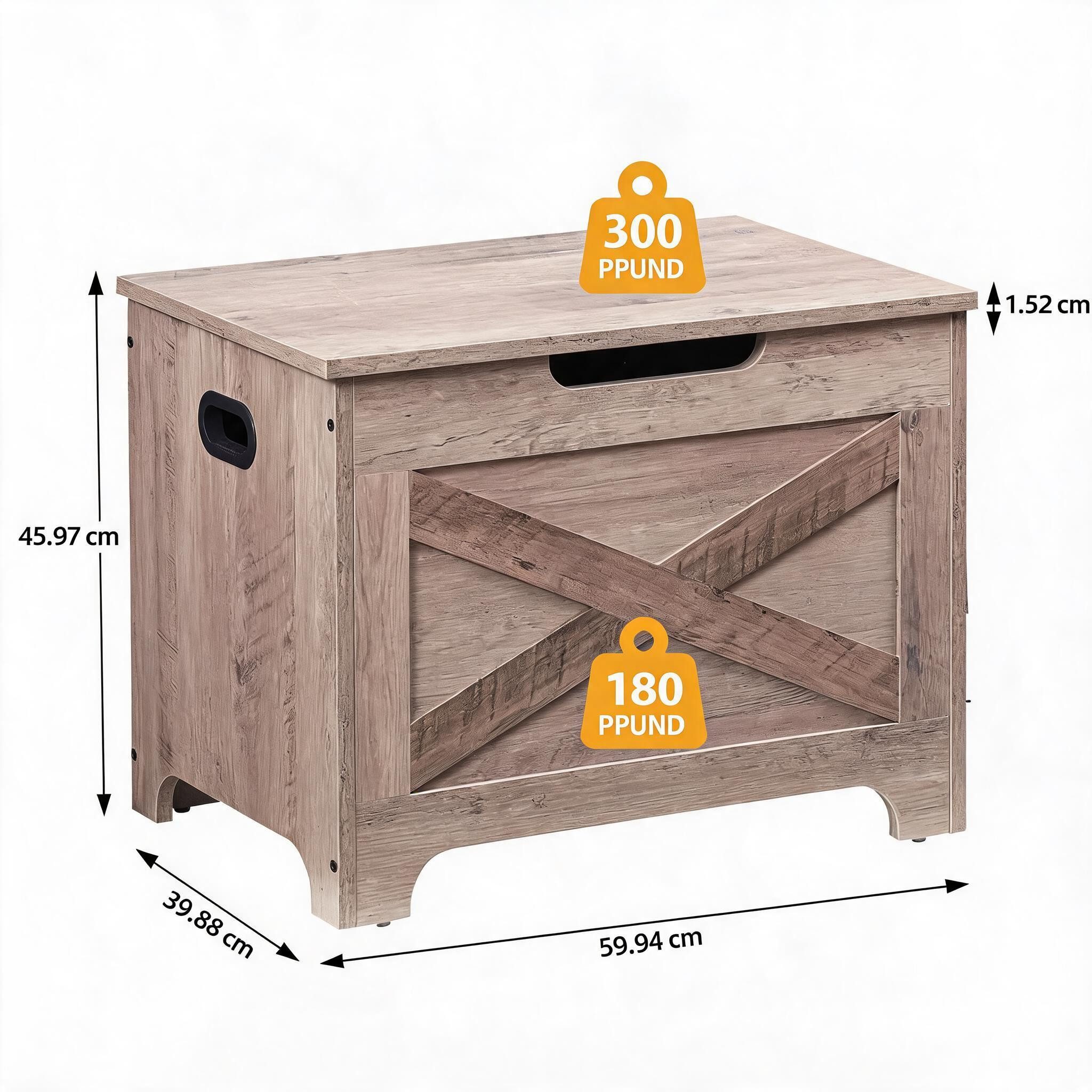 GarveeMore Sitzhocker Sitzbank mit Stauraum Sitzruhe 60 * 40 * 46cm – Bild 3 von 5