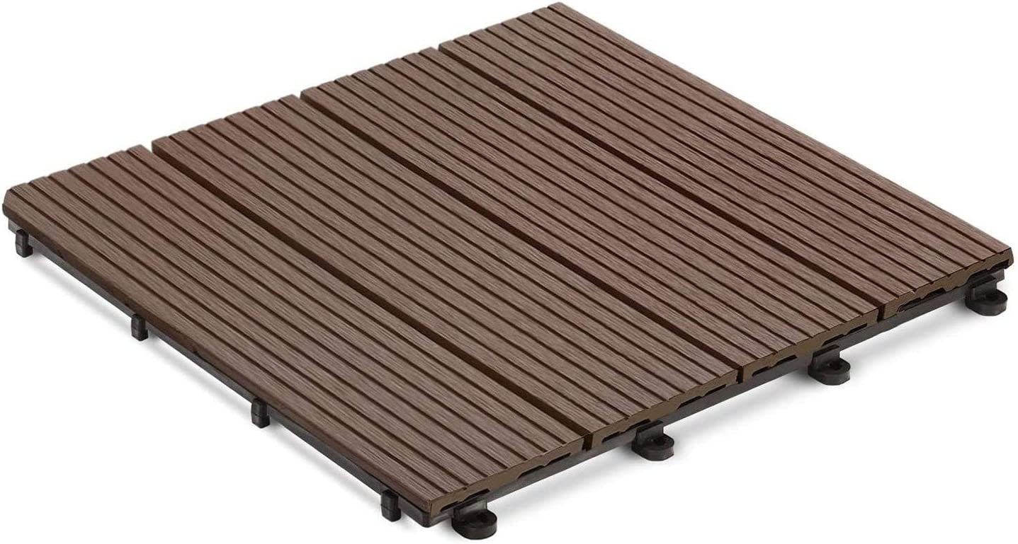 casa pura Klickfliesen WPC Royal Dunkelbraun, 30x30 cm, Holzdielenoptik, mit Drainagefunktion