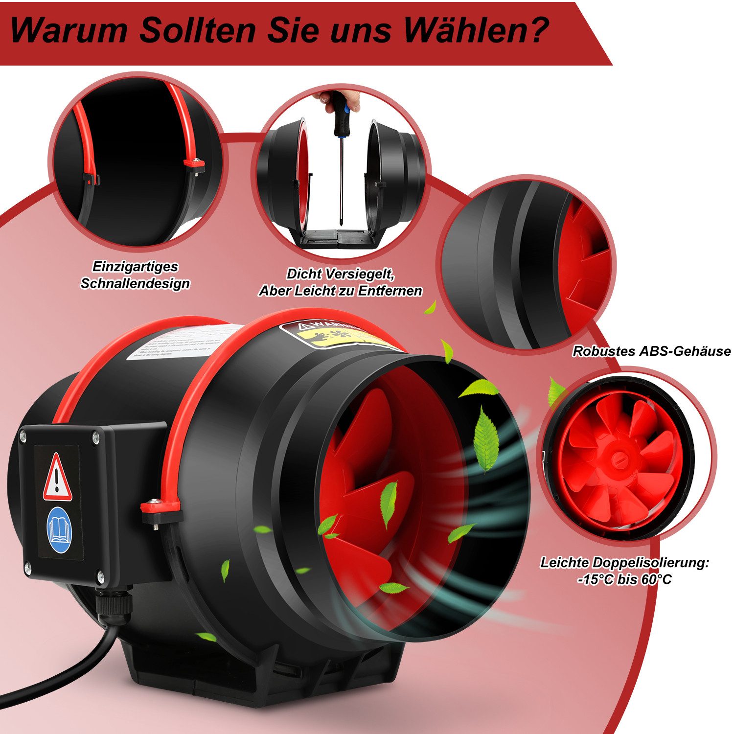 Clanmacy Wandventilator Rohrventilator Ø15cm Rauchabzug mit Fernbedienung 2 günstig online kaufen