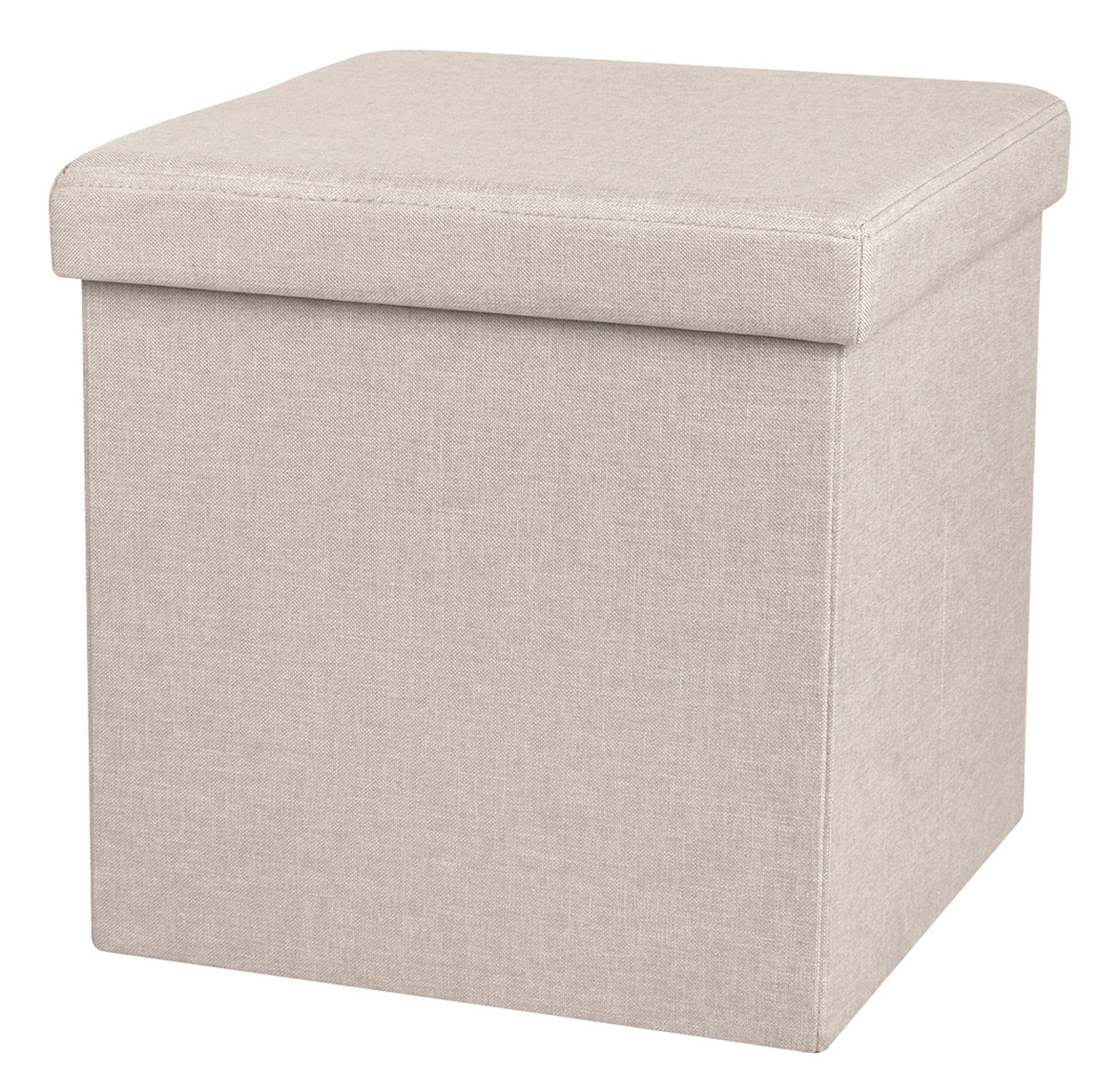 Urban Living Sitzwürfel Sitzhocker Sitzwürfel Aufbewahrungsbox Tissu, mit Stauraumfach hoher Sitzkomfort beige